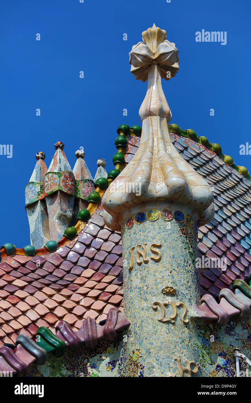 Casa Batllo Casa modernista disegnato da Gaudì a Barcellona, Spagna Foto Stock