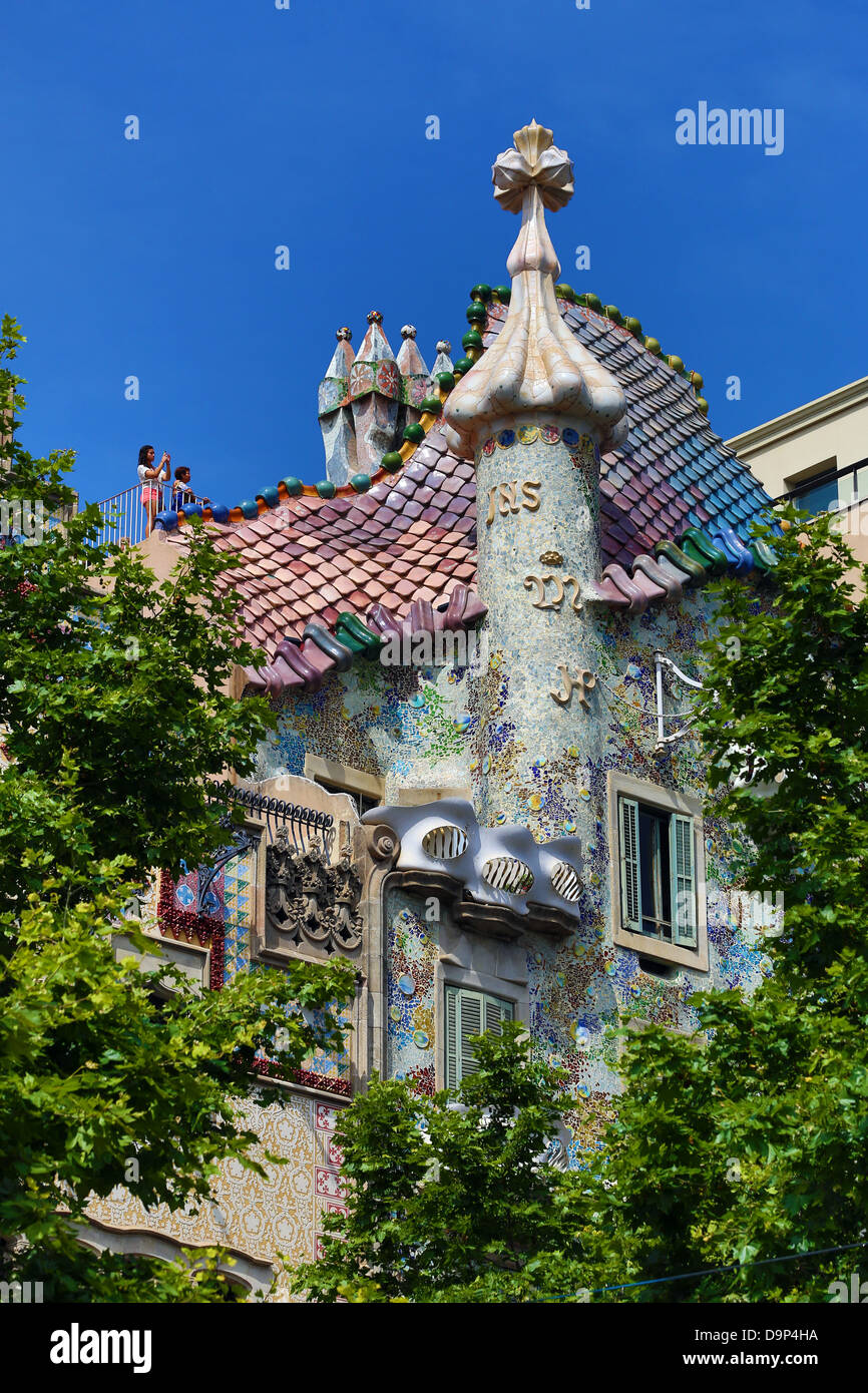 Casa Batllo Casa modernista disegnato da Gaudì a Barcellona, Spagna Foto Stock
