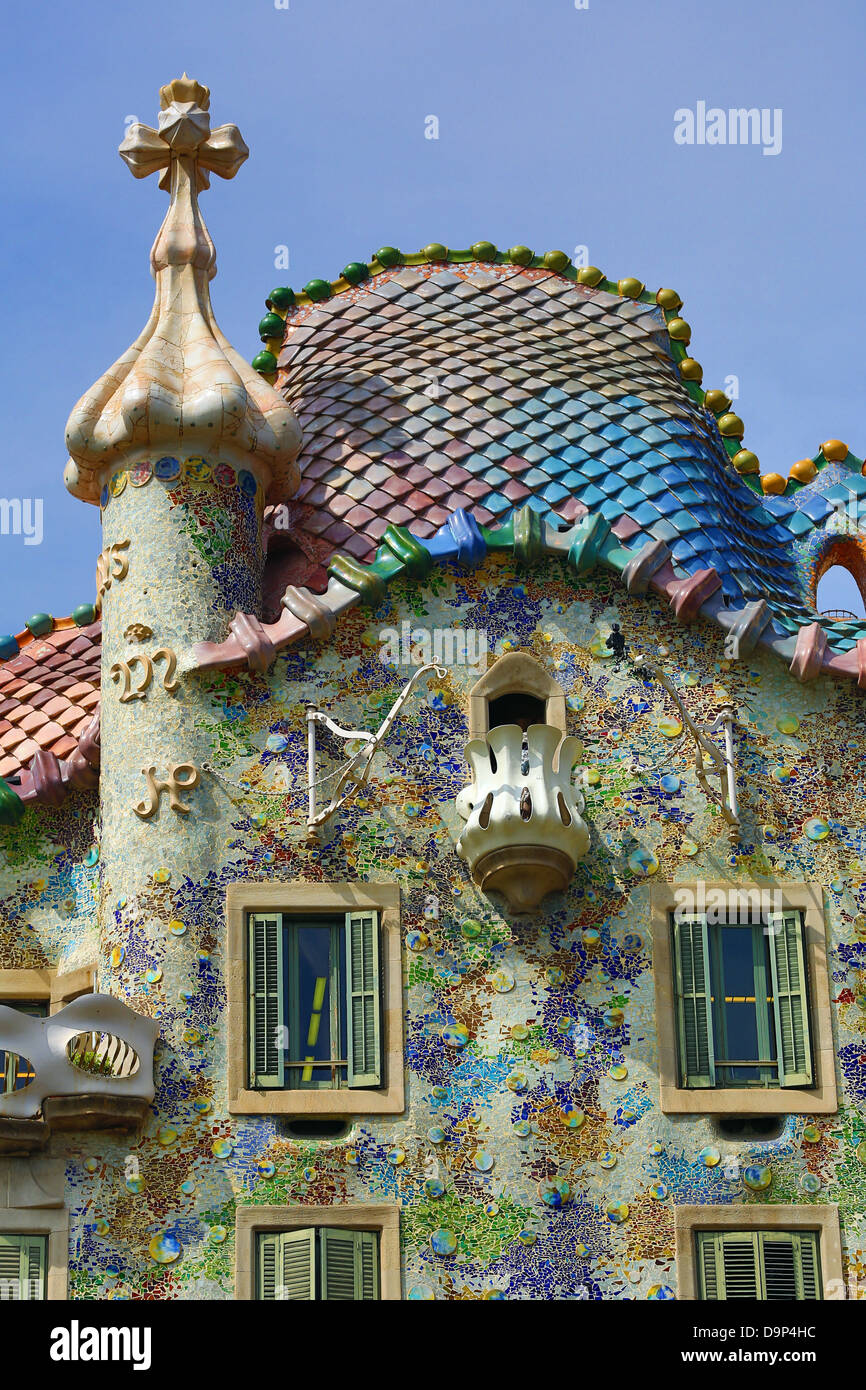 Casa Batllo Casa modernista disegnato da Gaudì a Barcellona, Spagna Foto Stock