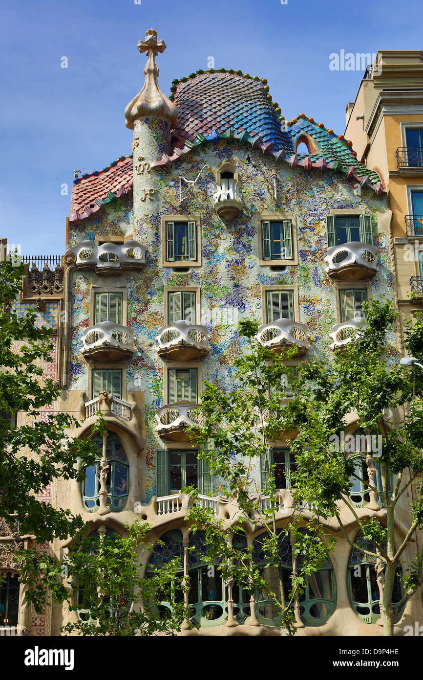 Casa Batllo Casa modernista disegnato da Gaudì a Barcellona, Spagna Foto Stock