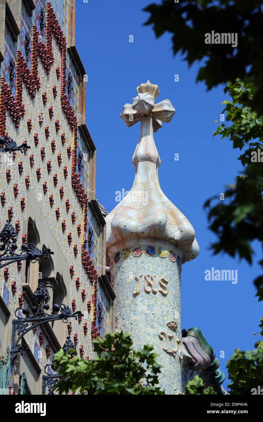 Casa Batllo Casa modernista disegnato da Gaudì a Barcellona, Spagna Foto Stock