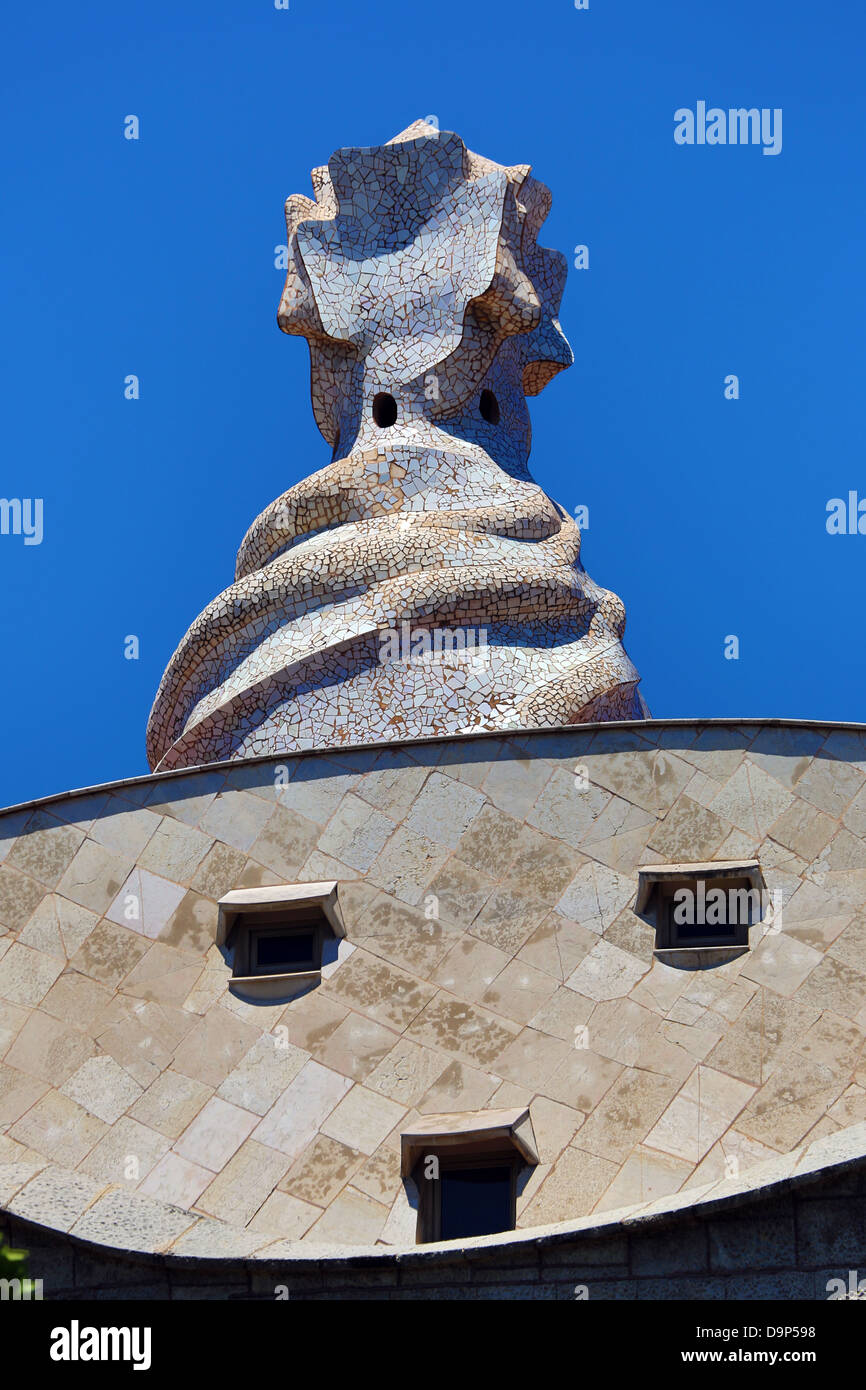 Casa Mila, La Pedrera, Casa modernista disegnato da Gaudì a Barcellona, Spagna Foto Stock