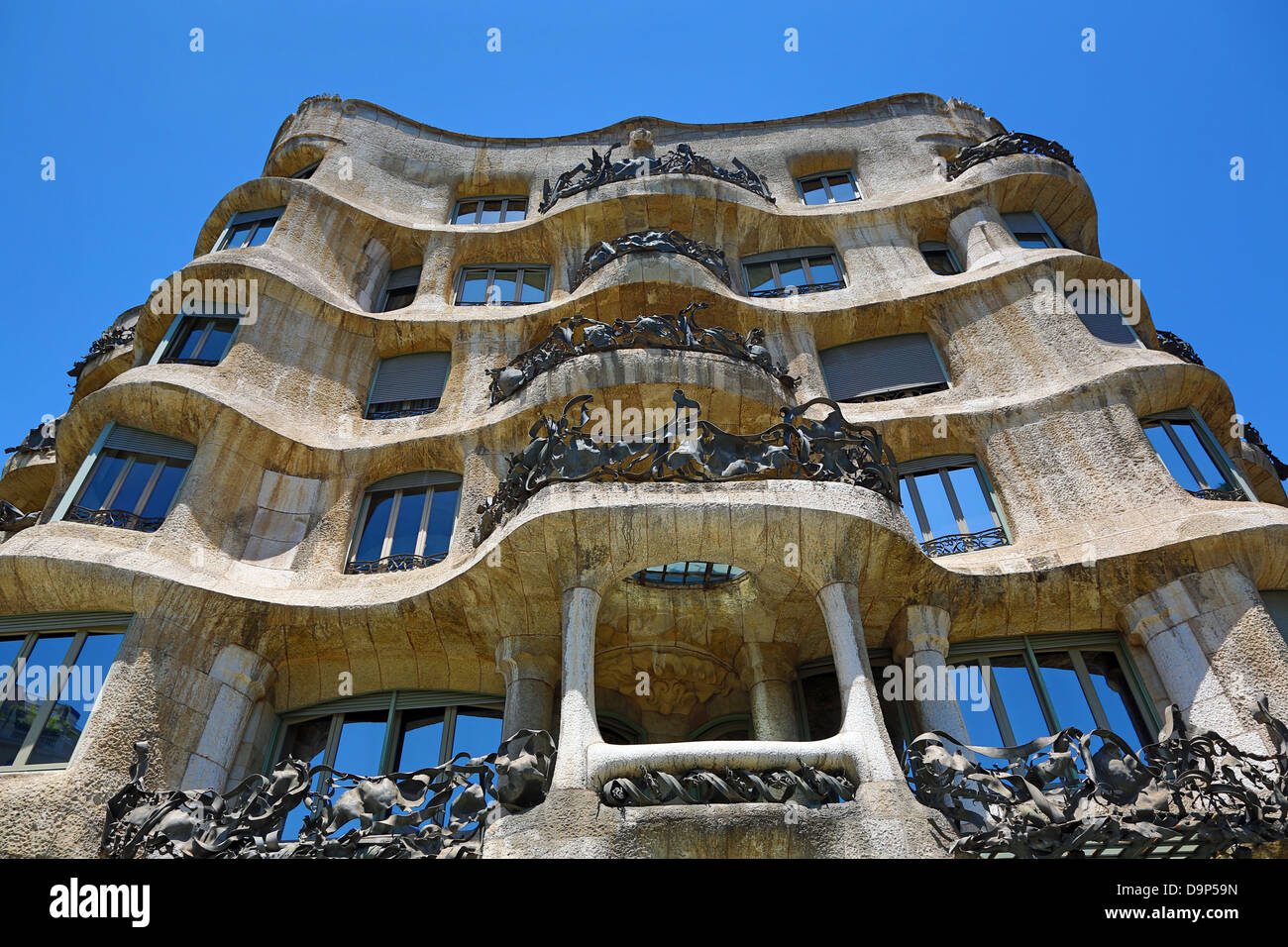Casa Mila, La Pedrera, Casa modernista disegnato da Gaudì a Barcellona, Spagna Foto Stock