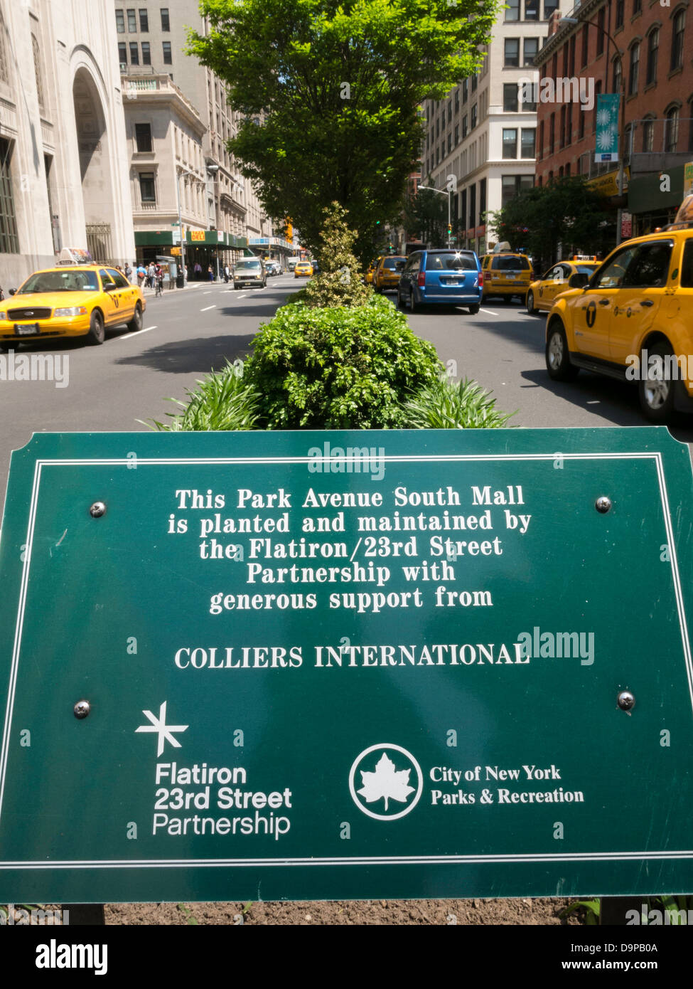 Park Avenue South Mall segno, NYC, STATI UNITI D'AMERICA Foto Stock