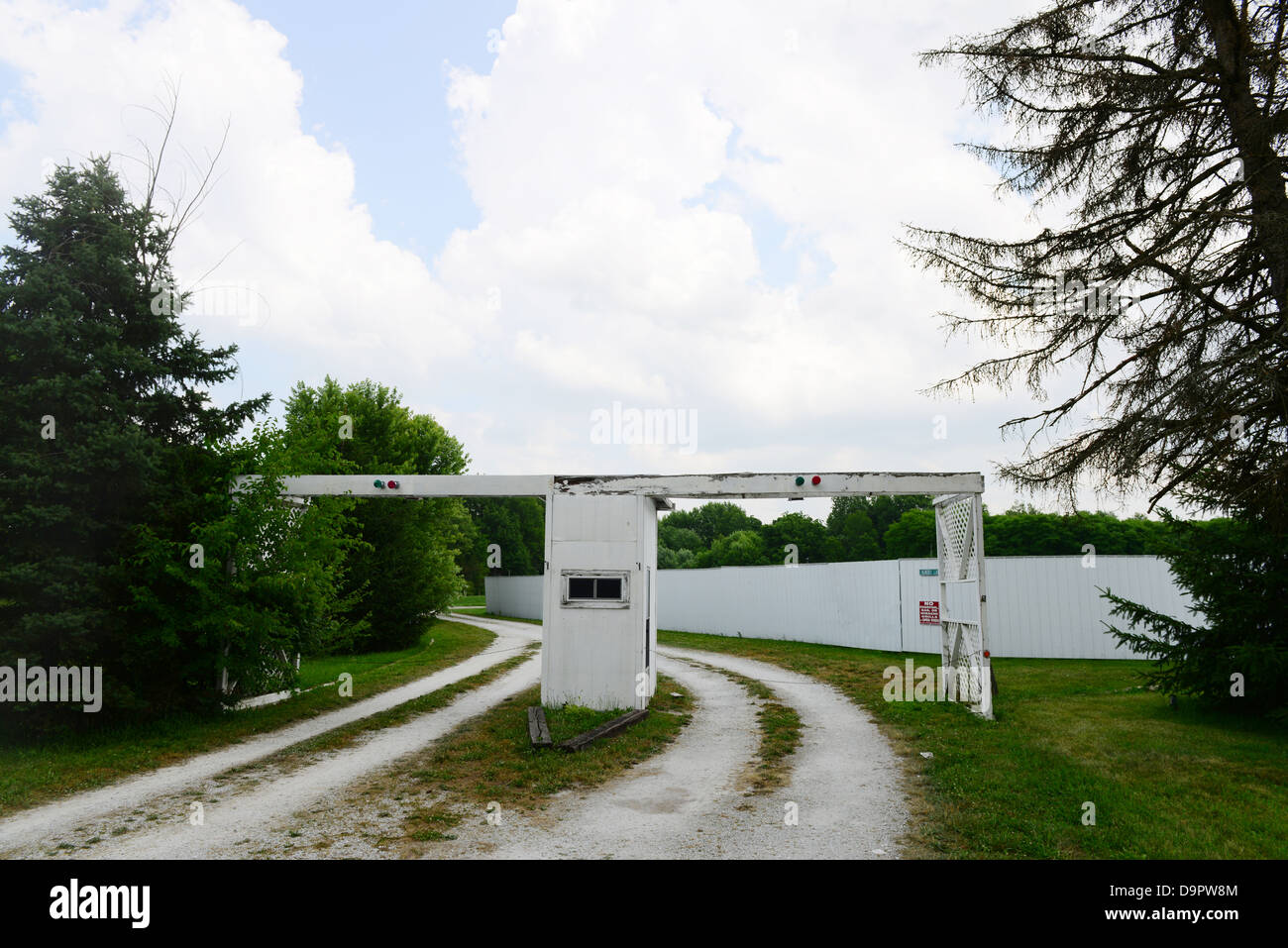 Ingresso al vecchio teatro Drive-In in Indiana, Stati Uniti d'America. Foto Stock