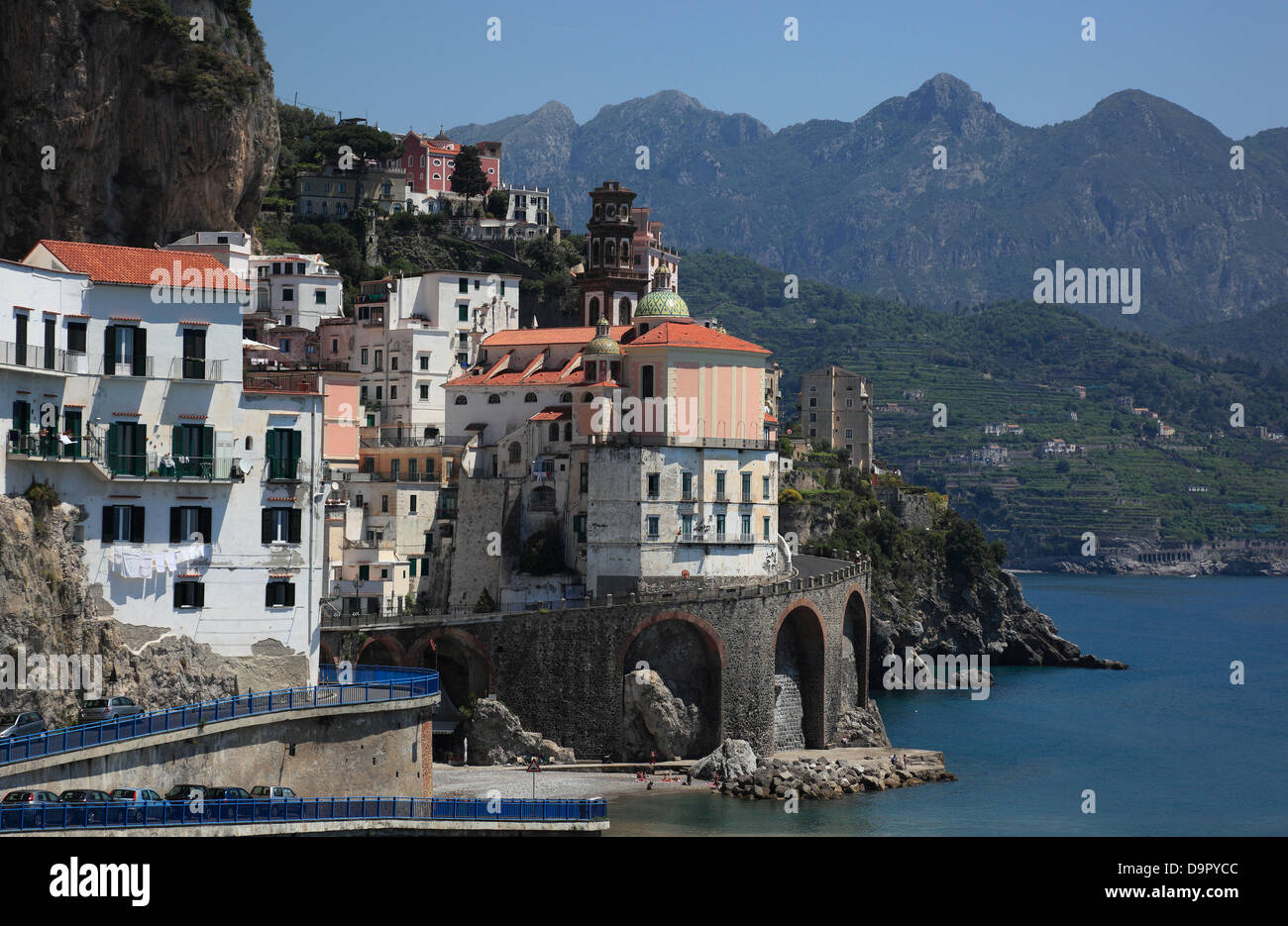 Città di Atrani sulla Costiera Amalfitana, Campania, Italia Foto Stock