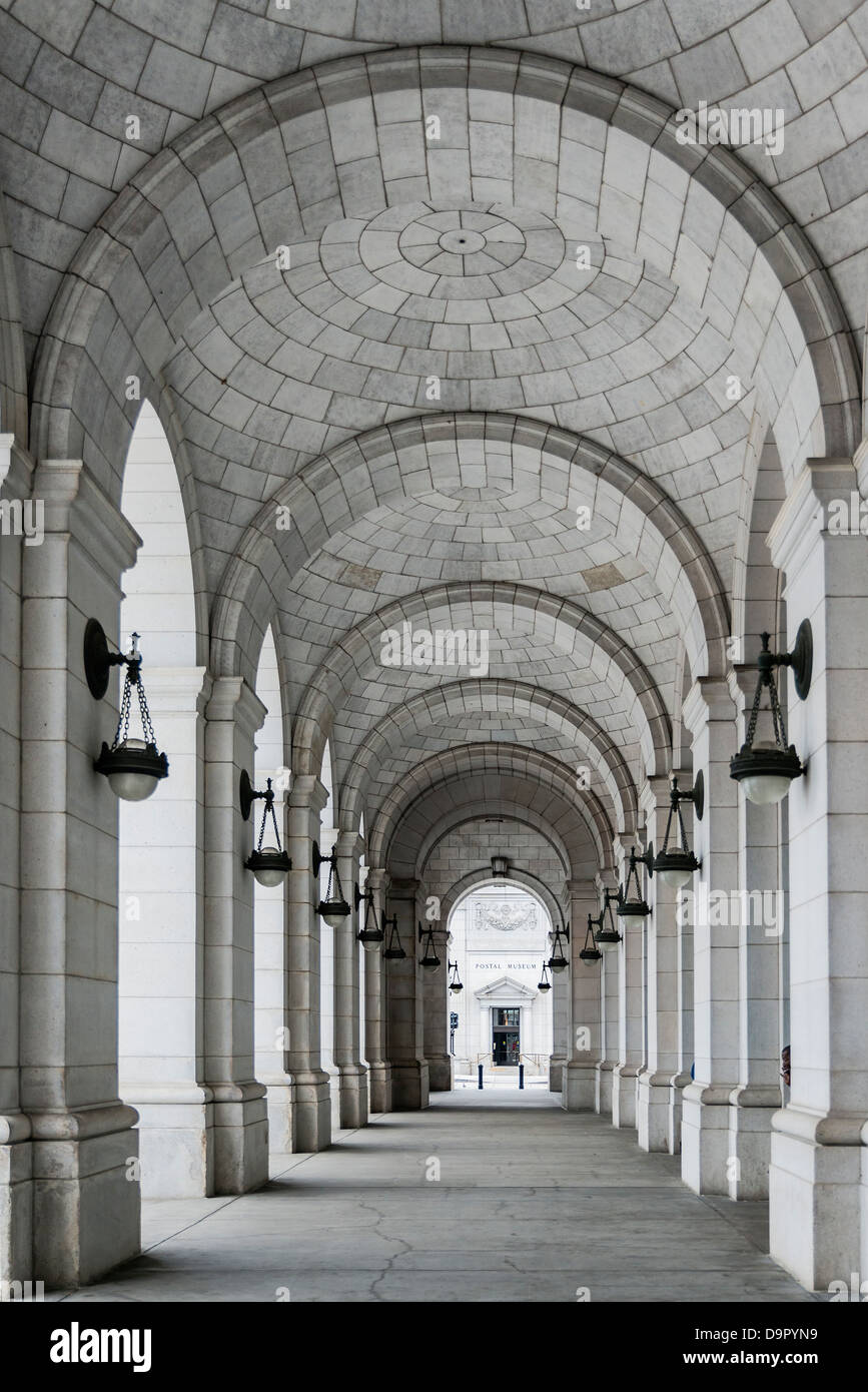 Portico marciapiede alla Stazione Union, Washington DC, Stati Uniti d'America Foto Stock