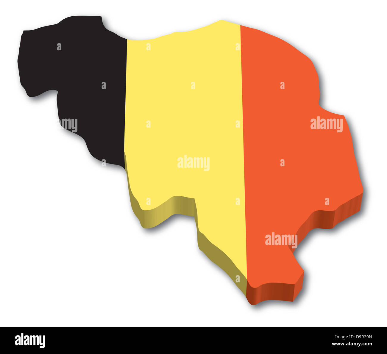 3D Belgio Mappa con bandiera immagine su sfondo bianco Foto Stock