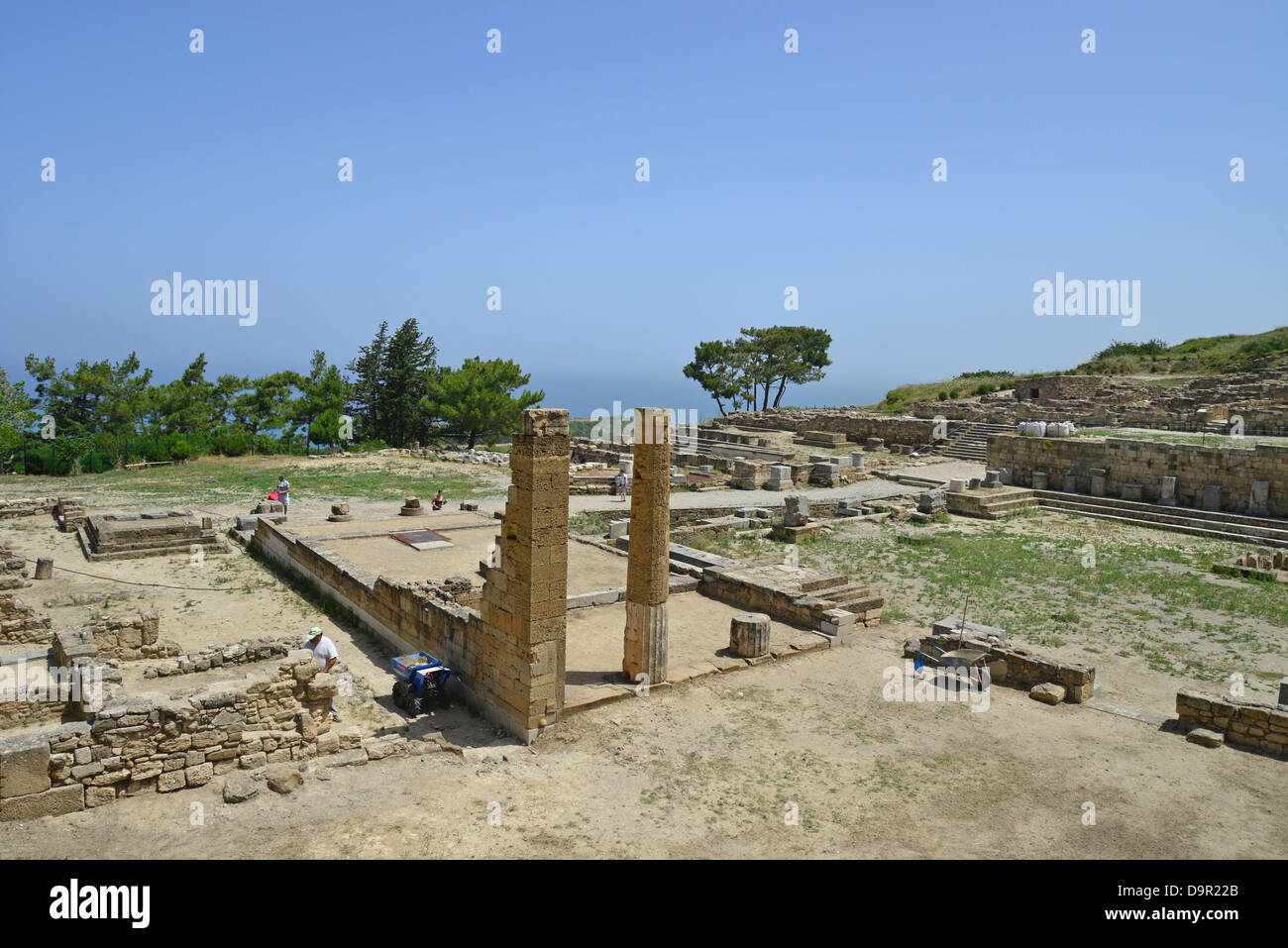 Un tempio dorico all antica Kamiros sito archeologico, Kalavarda, Rodi (Rodi), del Dodecaneso, Egeo Meridionale Regione, Grecia Foto Stock