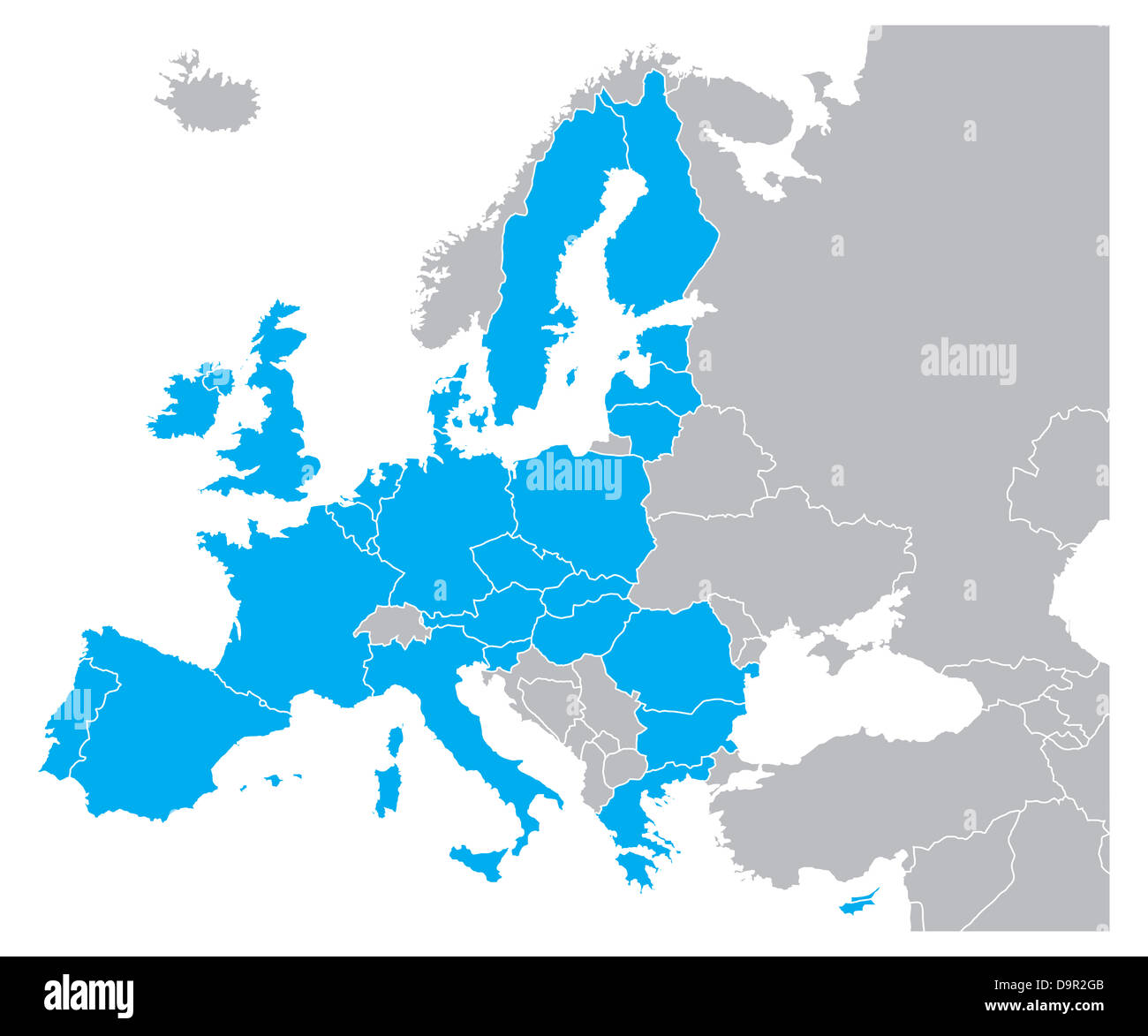 Colore blu Mappa di Europa Foto Stock