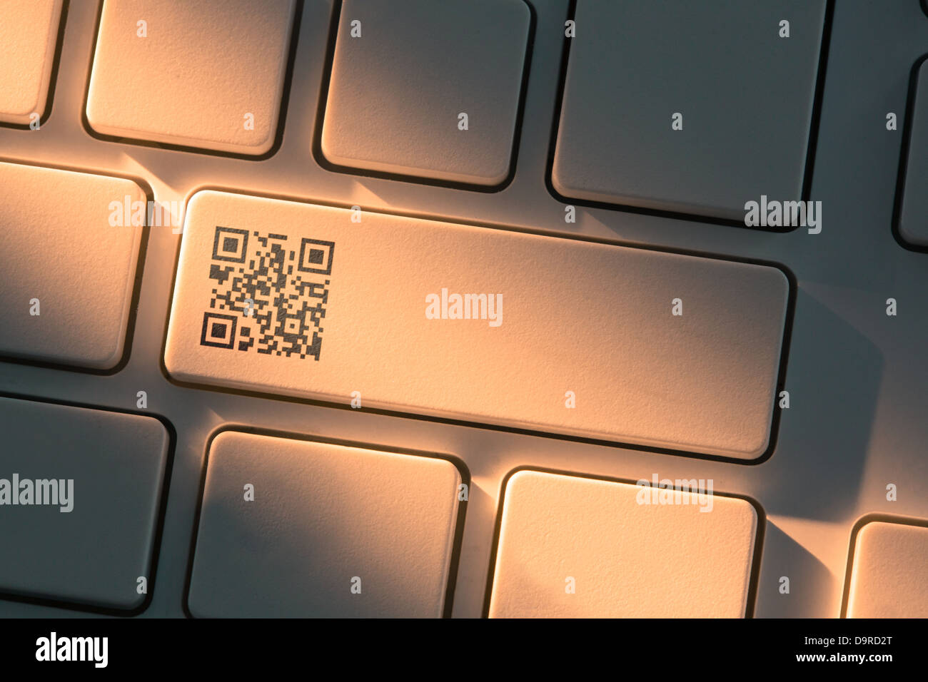 Tastiera con close up sul codice qr simbolo Foto Stock