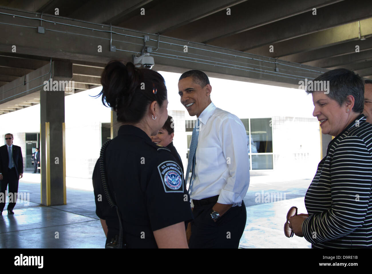 002 Il presidente Barack Obama & DHS Segretario Janet Napolitano Tour ponte di CBP delle Americhe (BOTA) in El. Foto Stock