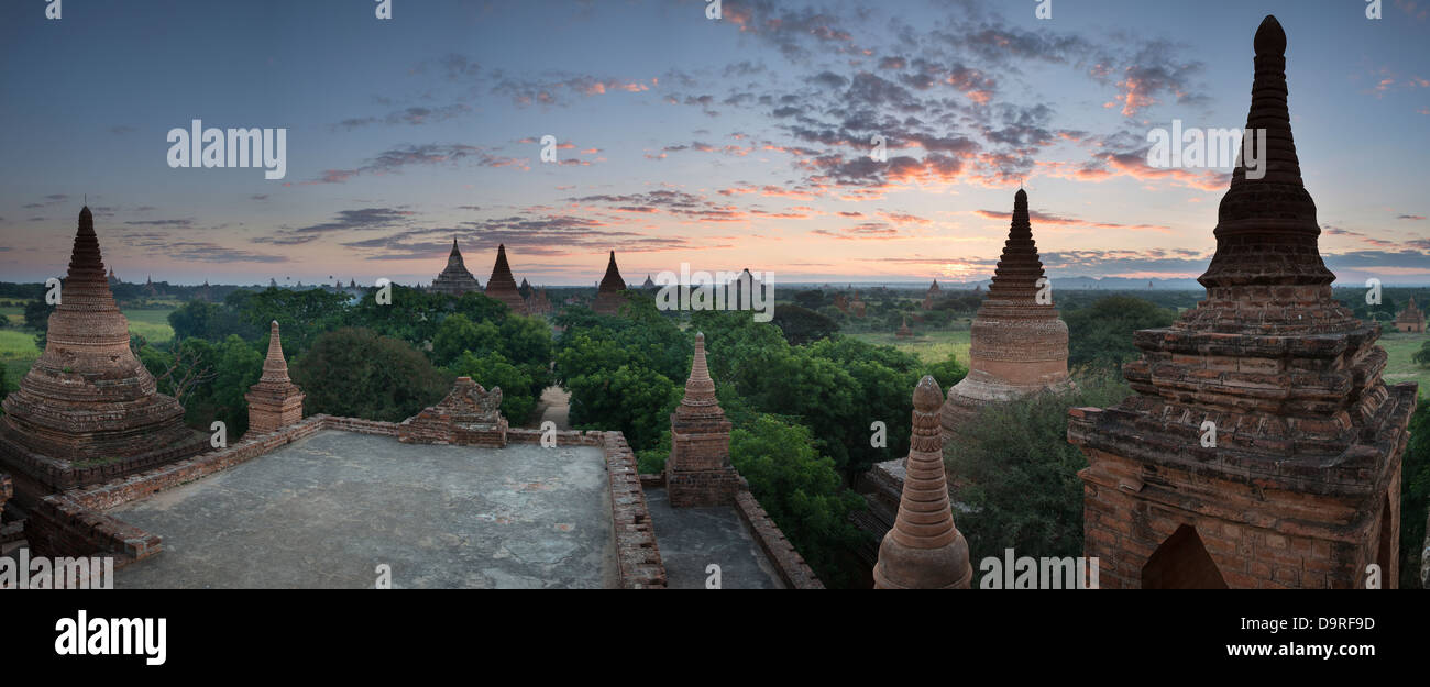I templi di Bagan all'alba, Myanmar (Birmania) Foto Stock