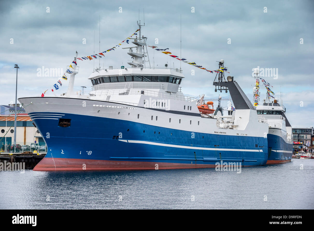 La pesca a strascico sul display durante il marinaio del Festival, porto di Reykjavik, Islanda Foto Stock