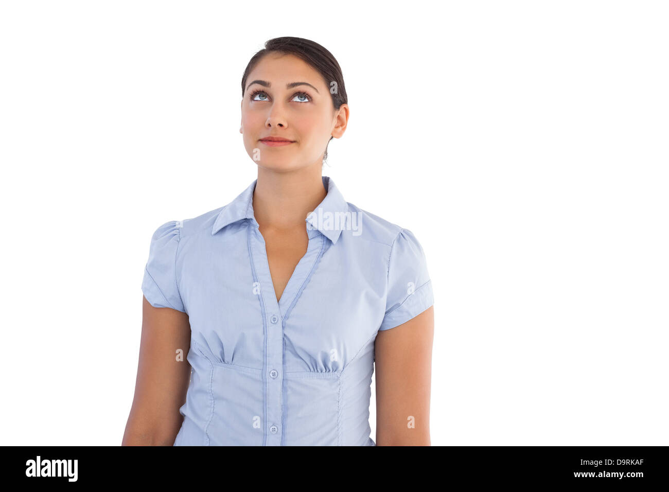 Riflessivo imprenditrice in piedi da solo Foto Stock