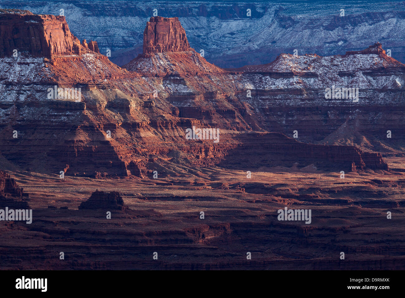 Buttes in Colorado Valley, il Parco Nazionale di Canyonlands, Utah, Stati Uniti d'America Foto Stock