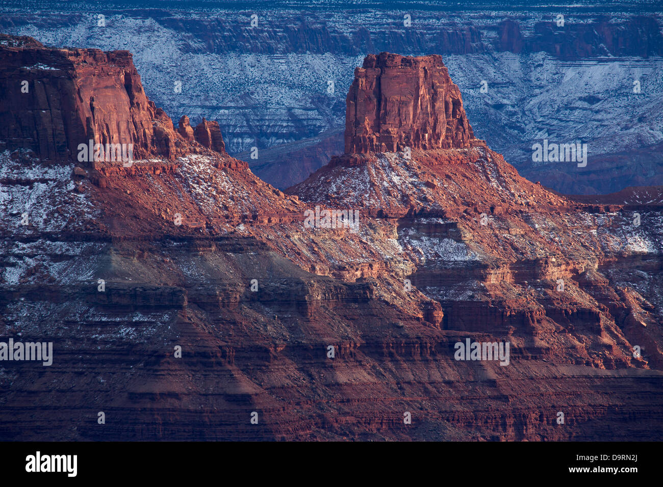 Buttes in Colorado Valley, il Parco Nazionale di Canyonlands, Utah, Stati Uniti d'America Foto Stock