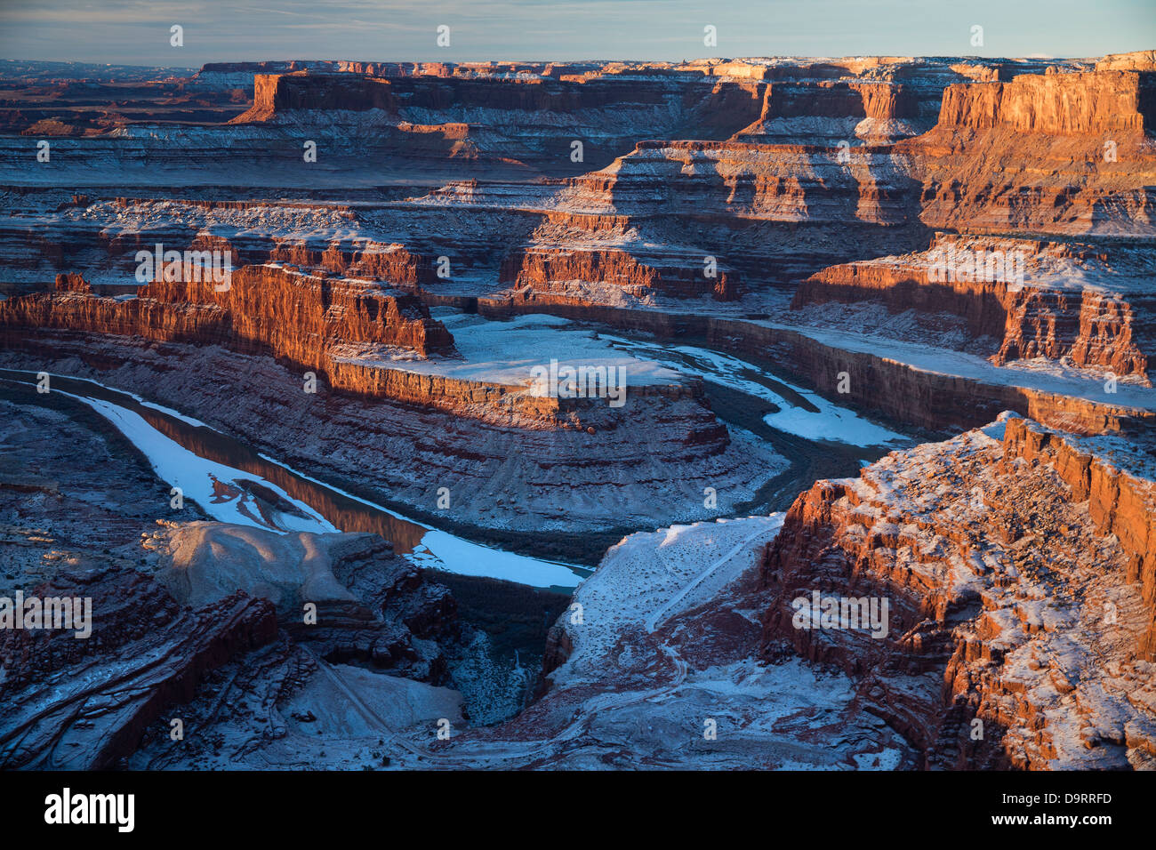 La Valle di Colorado dal Dead Horse Point all'alba, Utah, Stati Uniti d'America Foto Stock