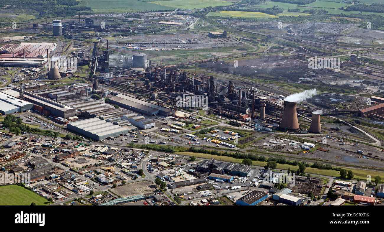 Vista aerea della British SteelTata acciaierie a Scunthorpe, precedentemente noto come British Steel Foto Stock