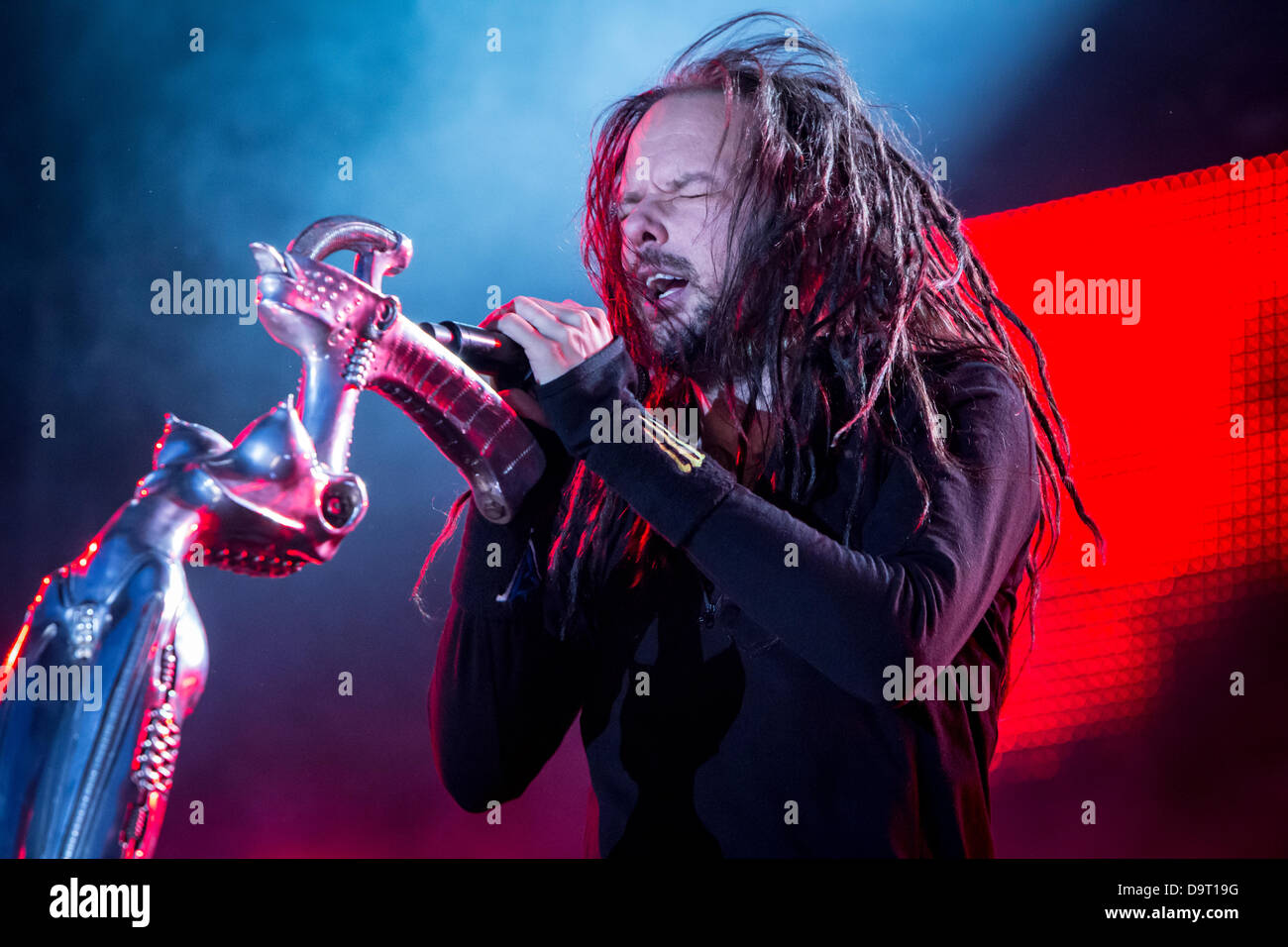 Milano Italia. Il 24 giugno 2013. La American nu metal band KORN esegue live all Ippodromo del galoppo durante la 'Città Sana Festival 2013' Foto Stock