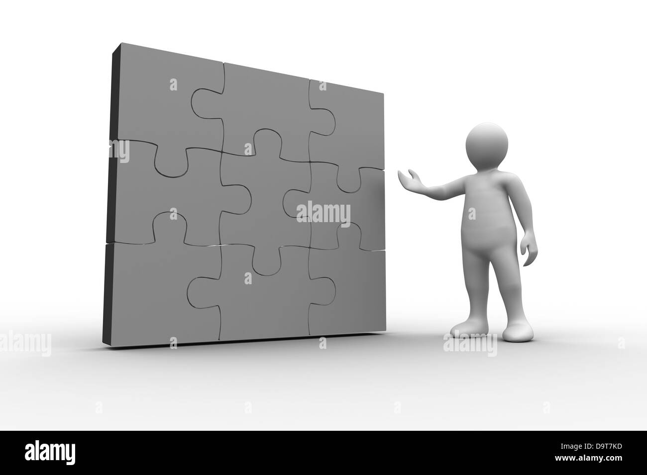 White figura umana che mostra risolto puzzle Foto Stock