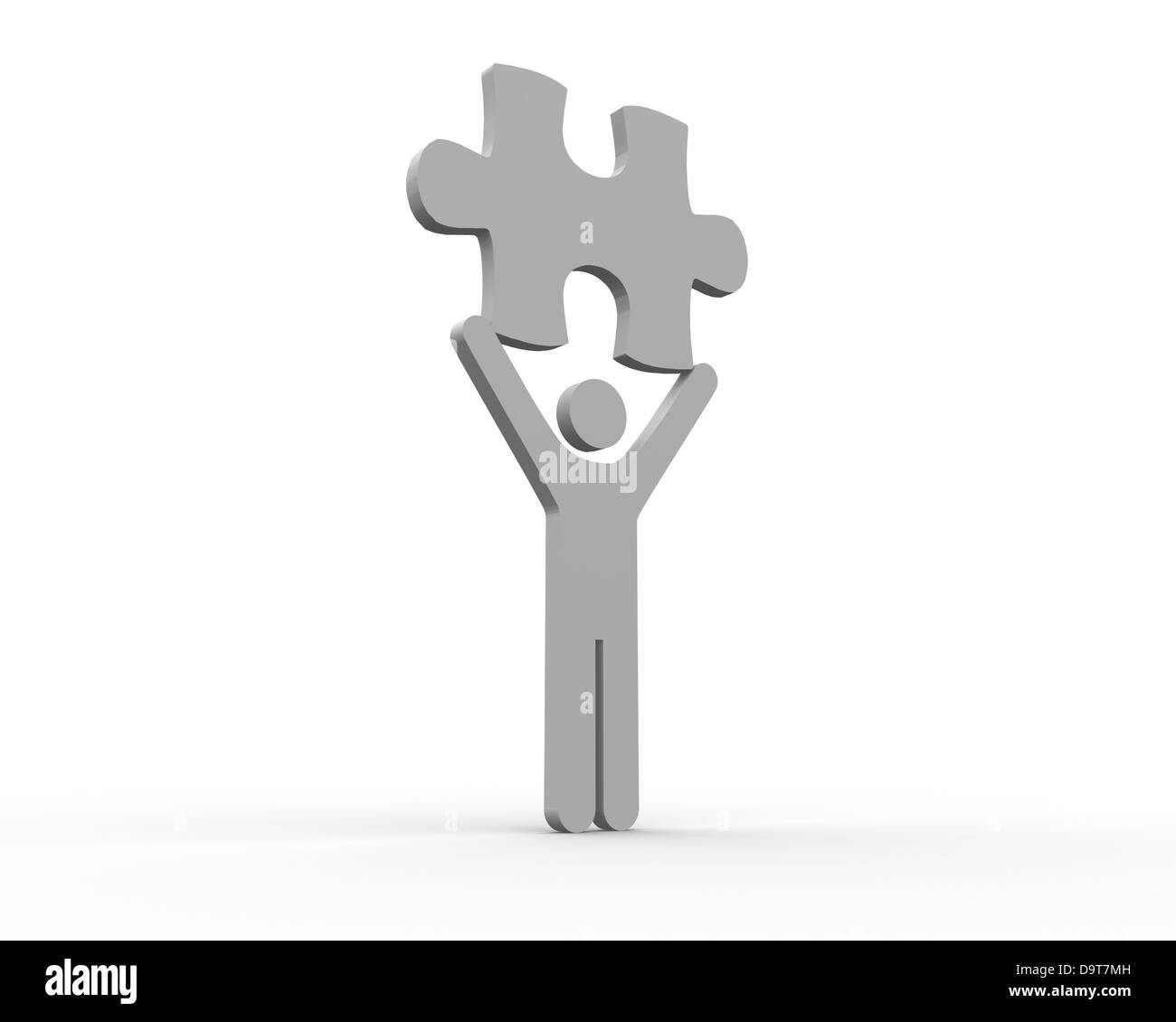 Figura umana brandendo pezzo del puzzle Foto Stock