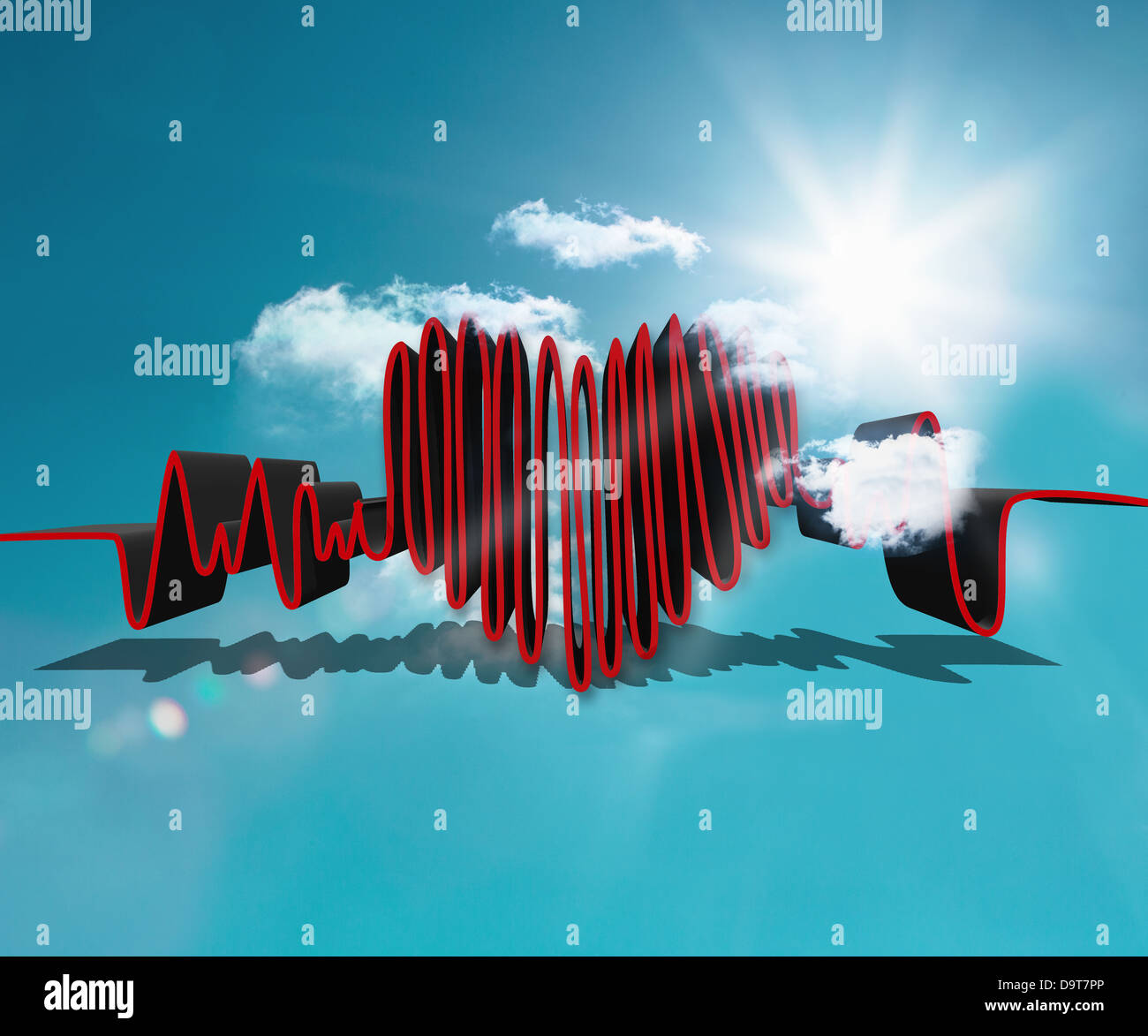 Disegnate la frequenza cardiaca in linea il cielo Foto Stock