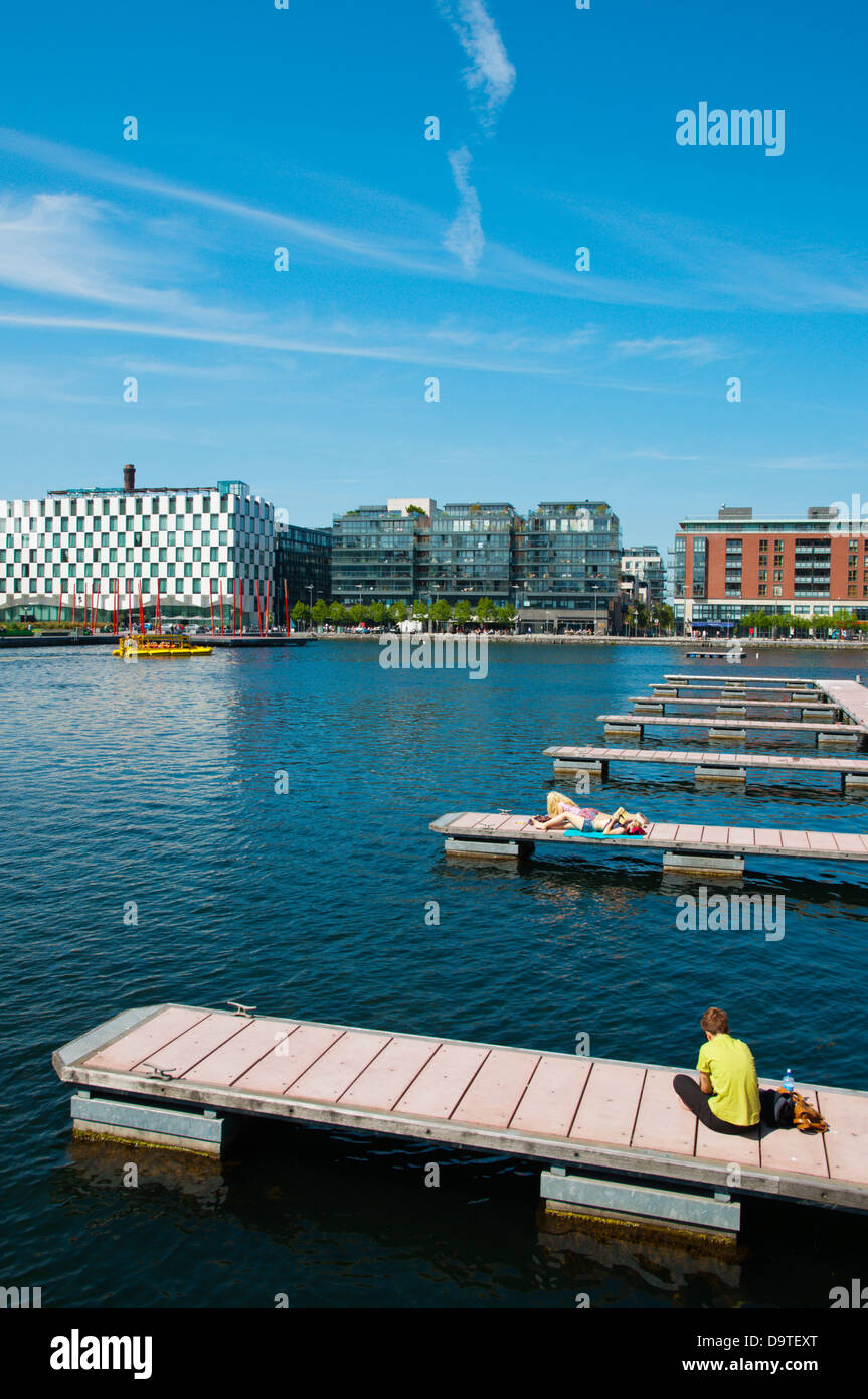 Grand Canal Docks nei Docklands ex area del porto e centro di Dublino Irlanda Europa Foto Stock