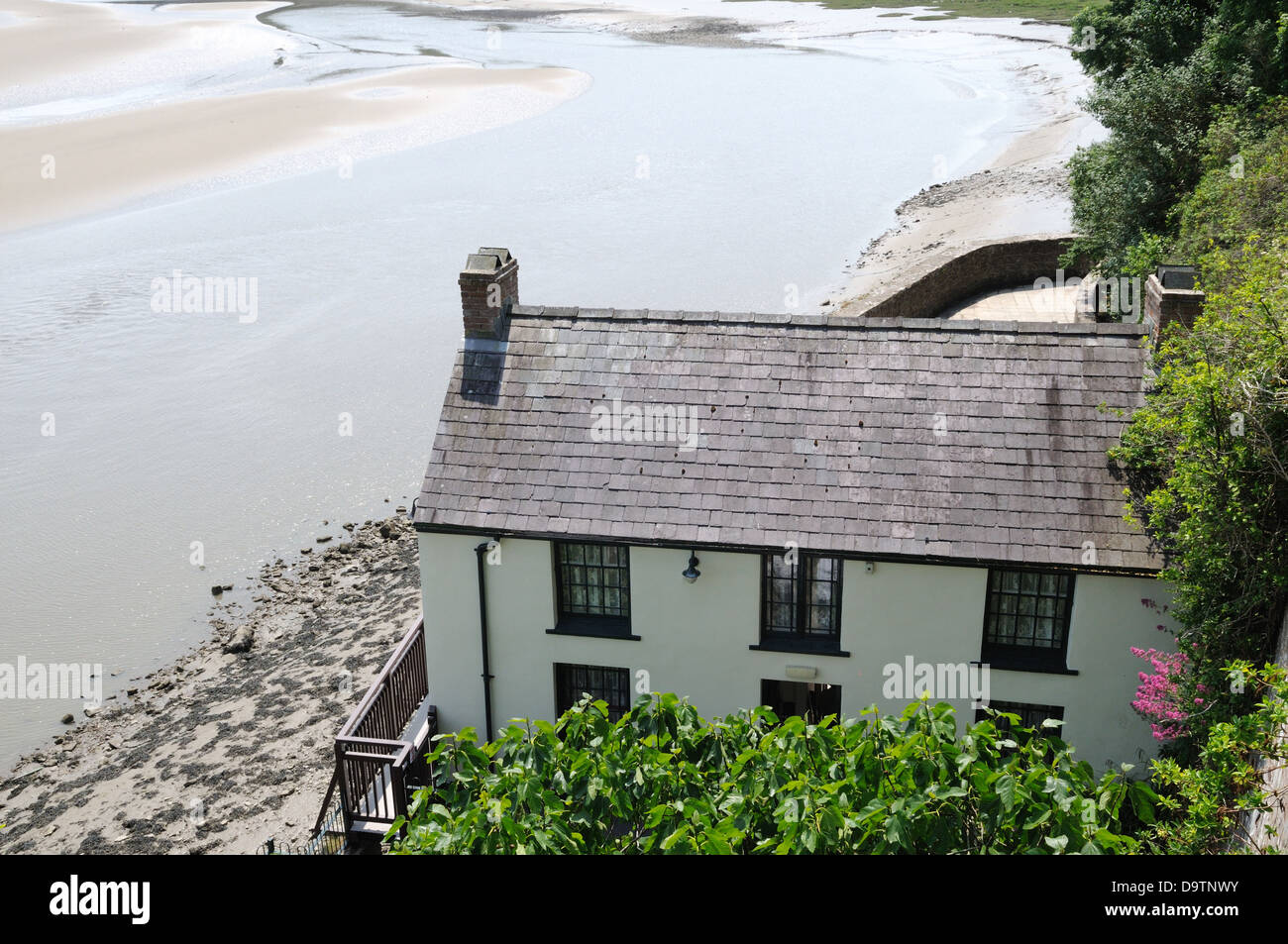 Il Boat House Laugharne home di Dylan Thomas il Taf estuario Foto Stock