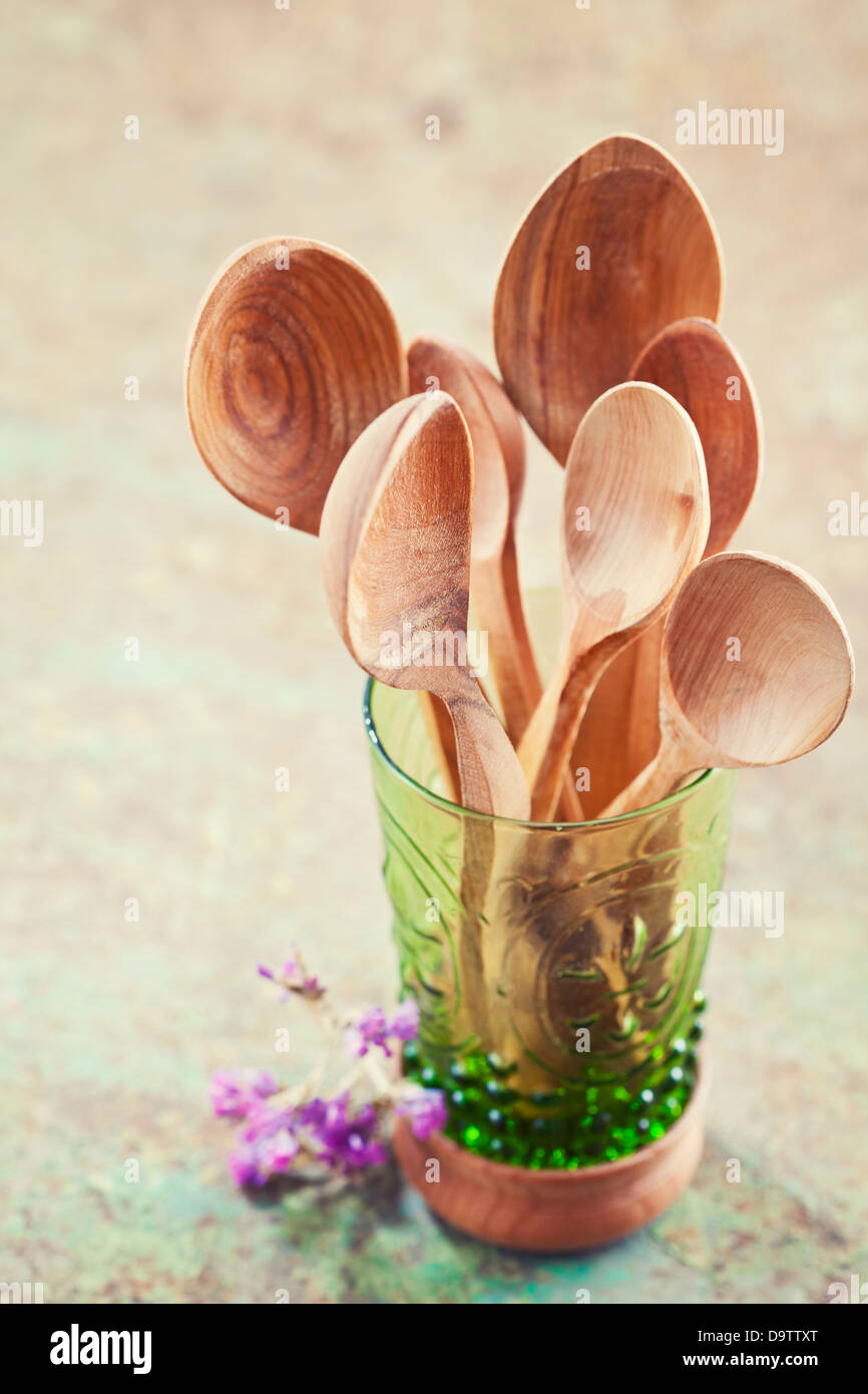 Ancora la vita del legno e di utensili da cucina Foto Stock