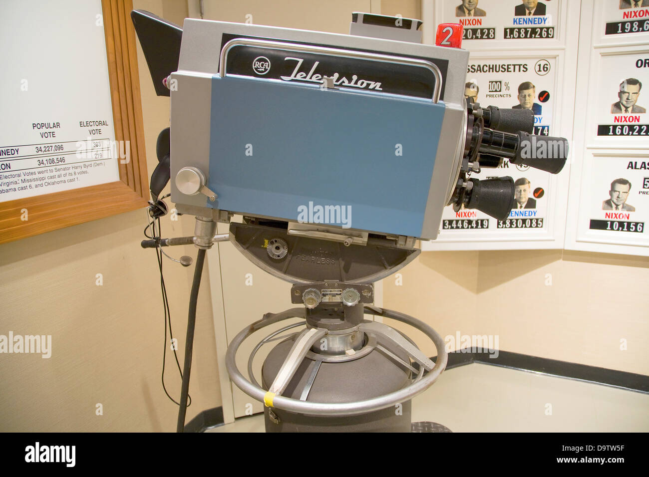 Anni Sessanta la telecamera utilizzata in Kennedy-Nixon dibattiti, John F. Kennedy Presidential Library and Museum di Boston., STATI UNITI D'AMERICA Foto Stock