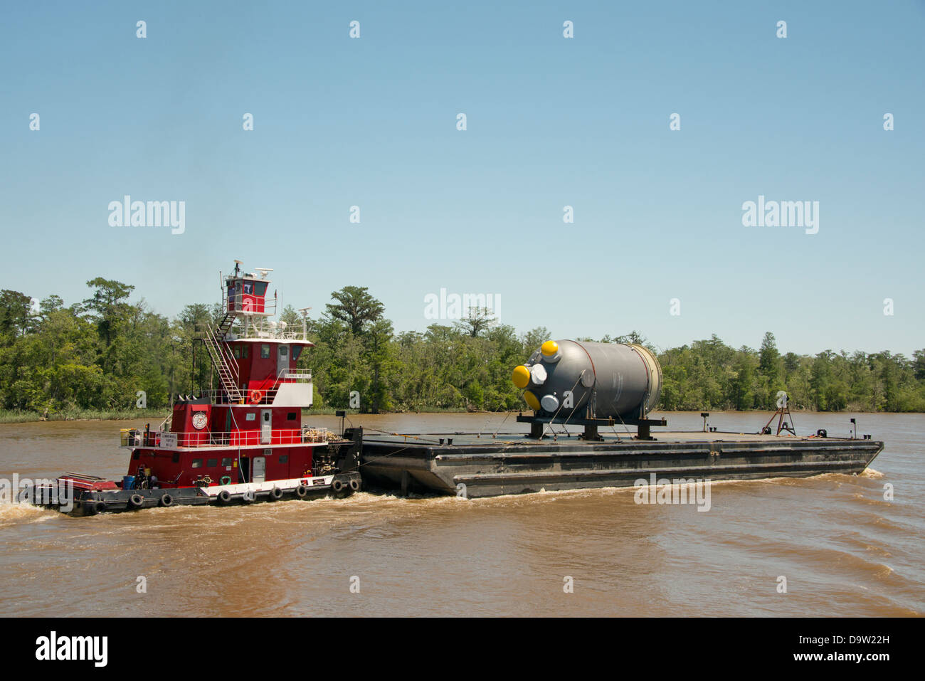 In Alabama, Mobile. Mobile River Barge traffico. Foto Stock