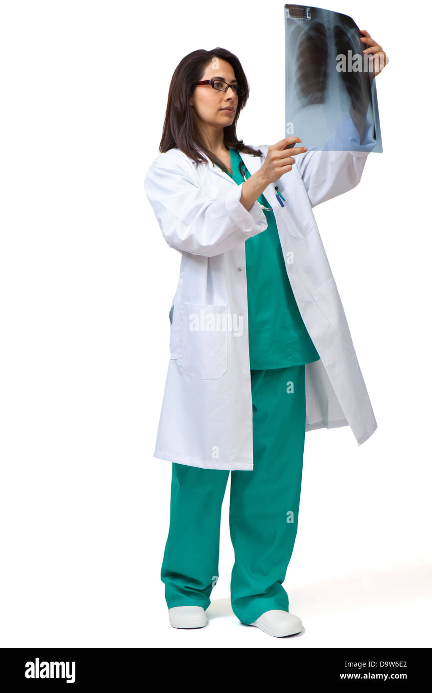 Medico guarda a raggi x femmina Foto Stock