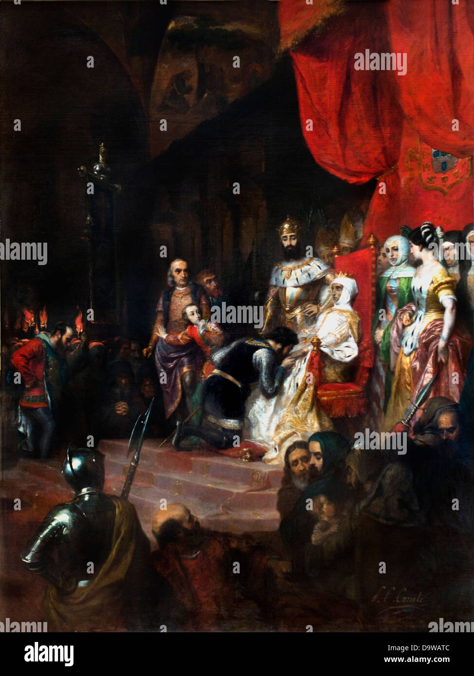 Le Couronnement - l' Incoronazione d'Ines de Castro ( 1361 ) 1849 Pierre Charles de Compte Francia Foto Stock