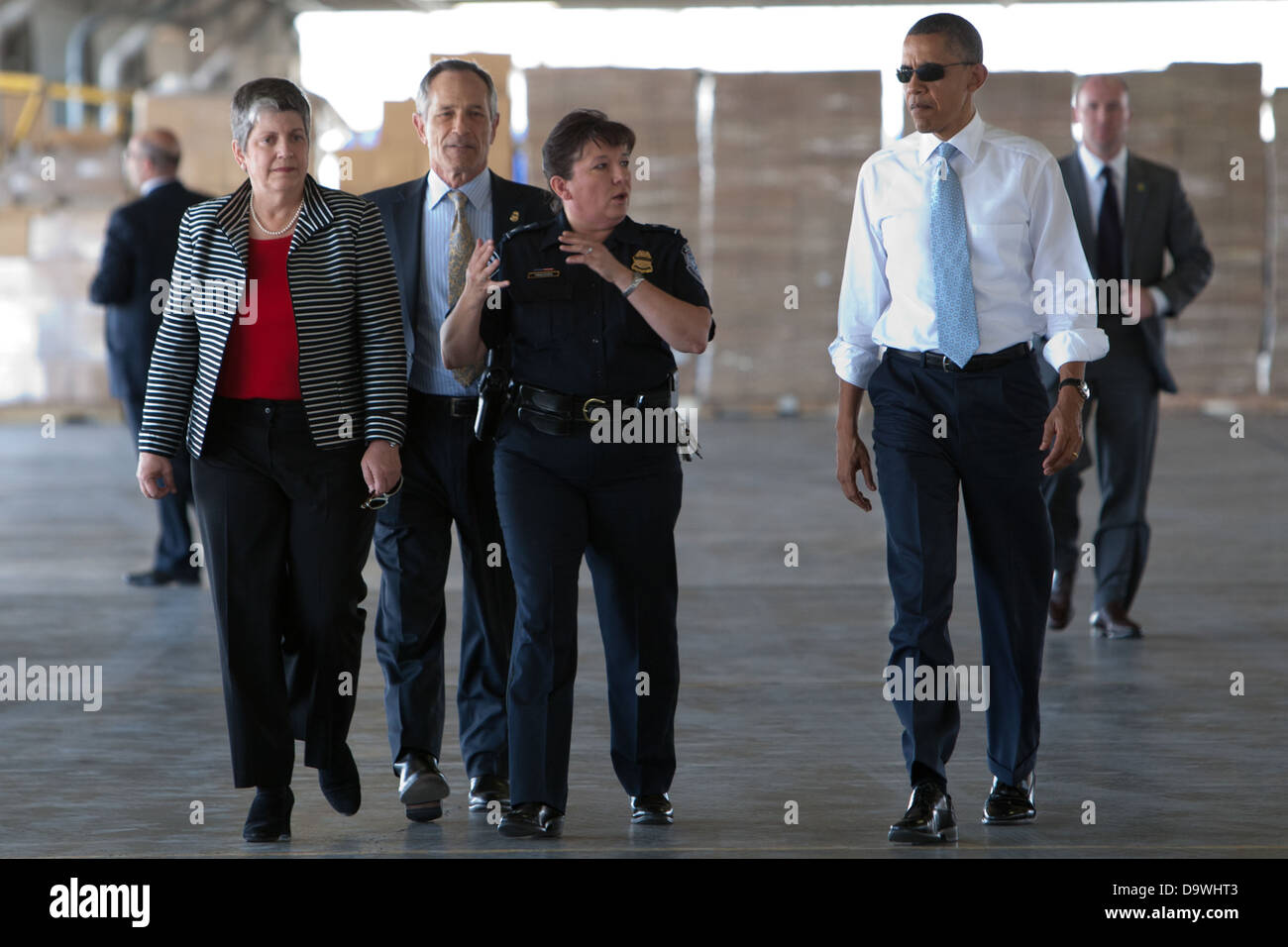 Il presidente Barack Obama & DHS Segretario Janet Napolitano Tour ponte di CBP delle Americhe (BOTA) in El. Foto Stock