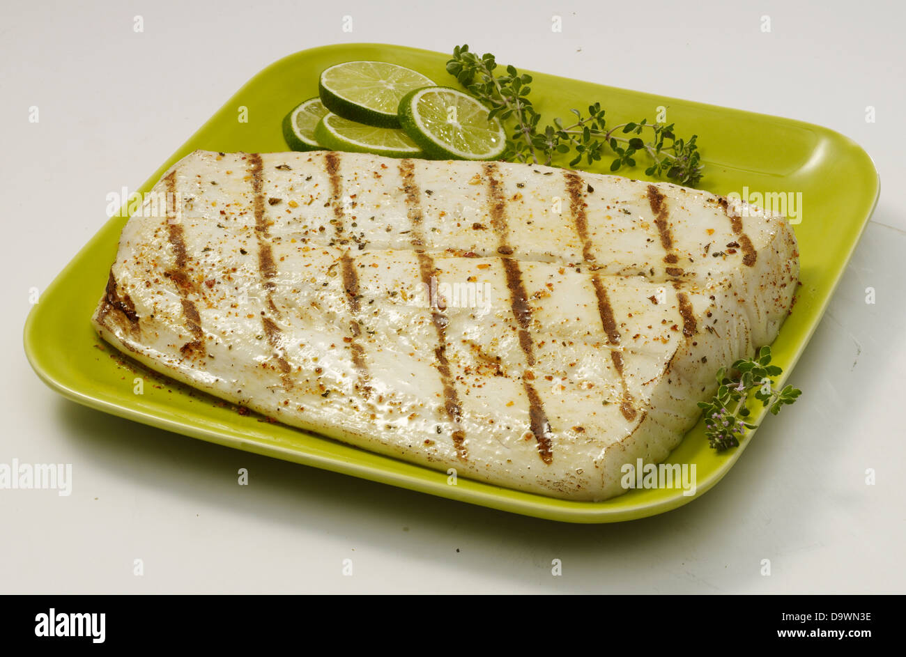 halibut alla griglia Foto Stock