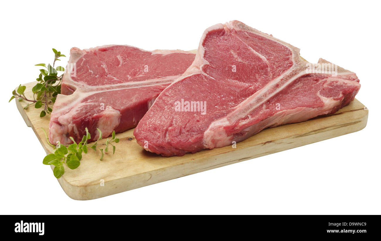 RAW tbone steak Foto Stock