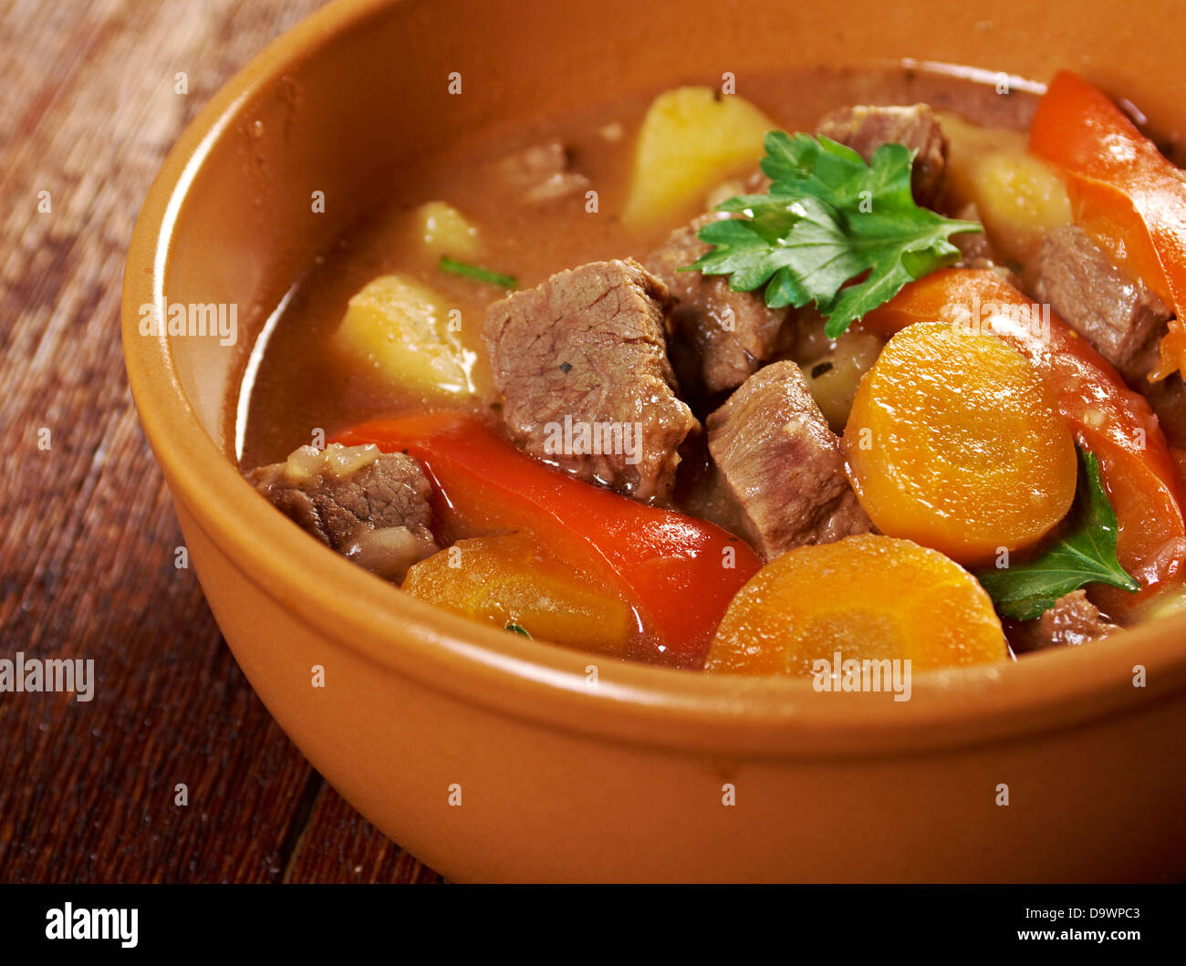 Stufato irlandese farm-style con tenera carne di agnello e patate e verdura Foto Stock
