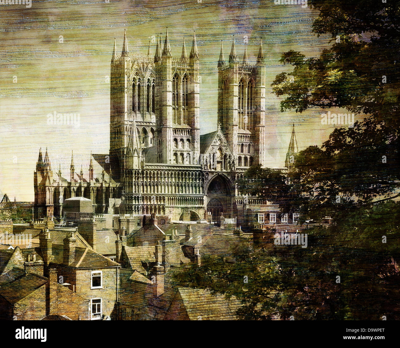 Arte digitale: Cattedrale di Lincoln, Lincolnshire, Regno Unito Foto Stock