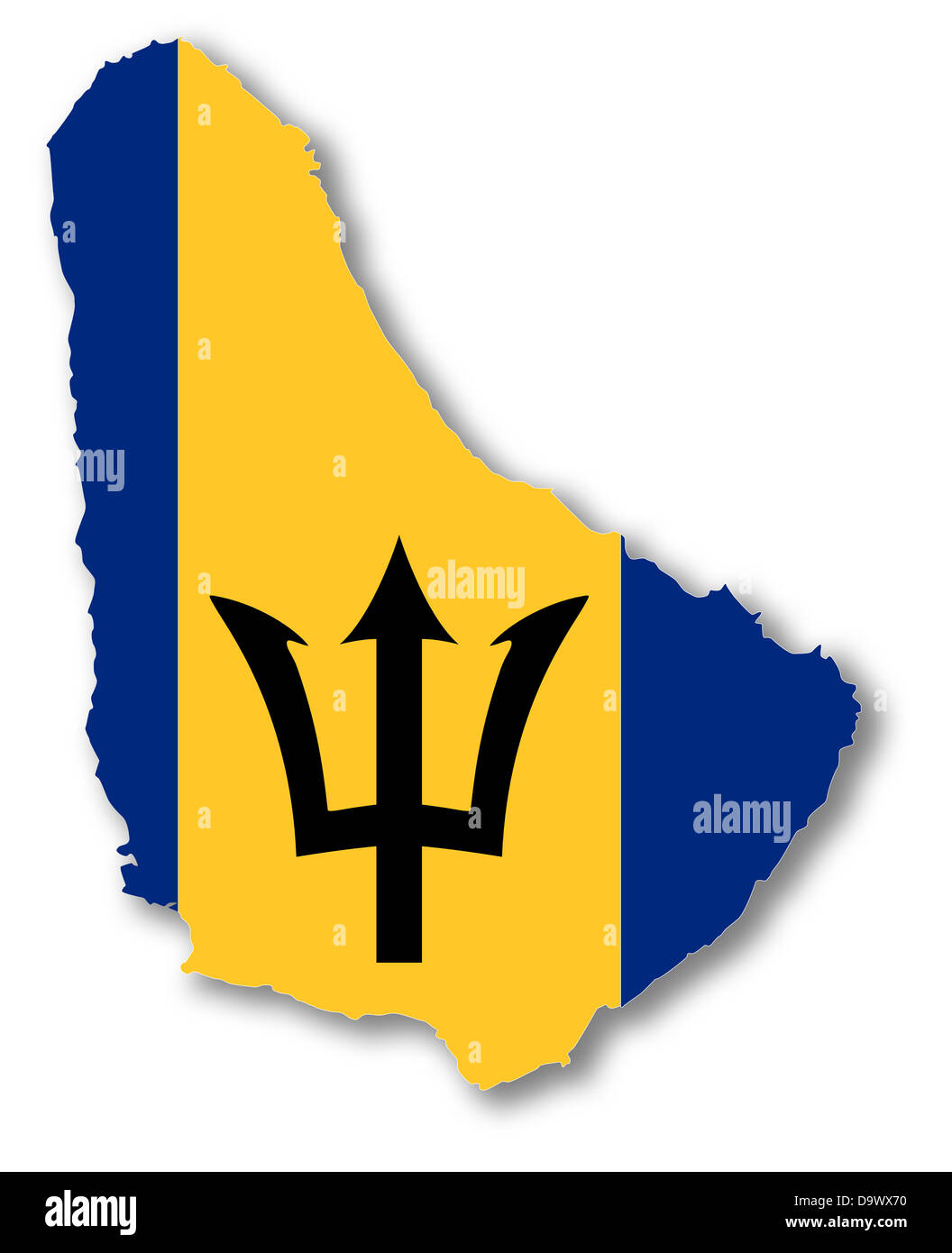 Mappa e bandiera di Barbados Foto Stock