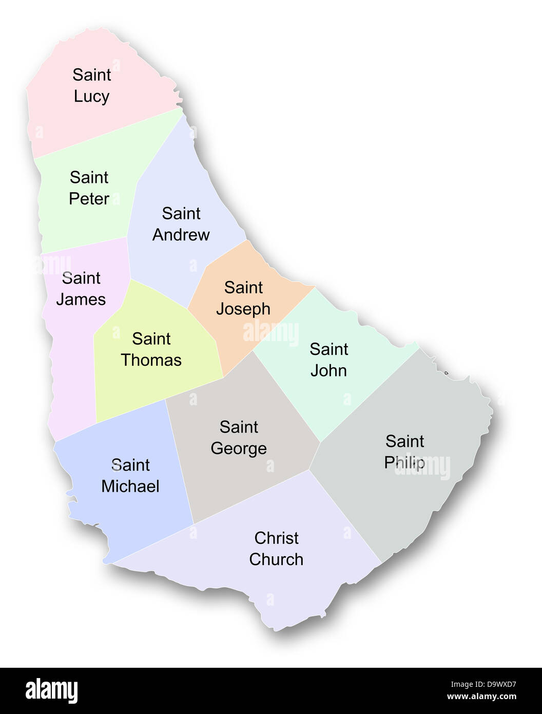 Mappa di Barbados Foto Stock