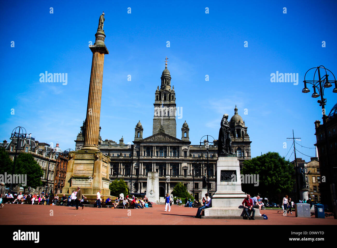 George Square e City Chambers Glasgow Foto Stock