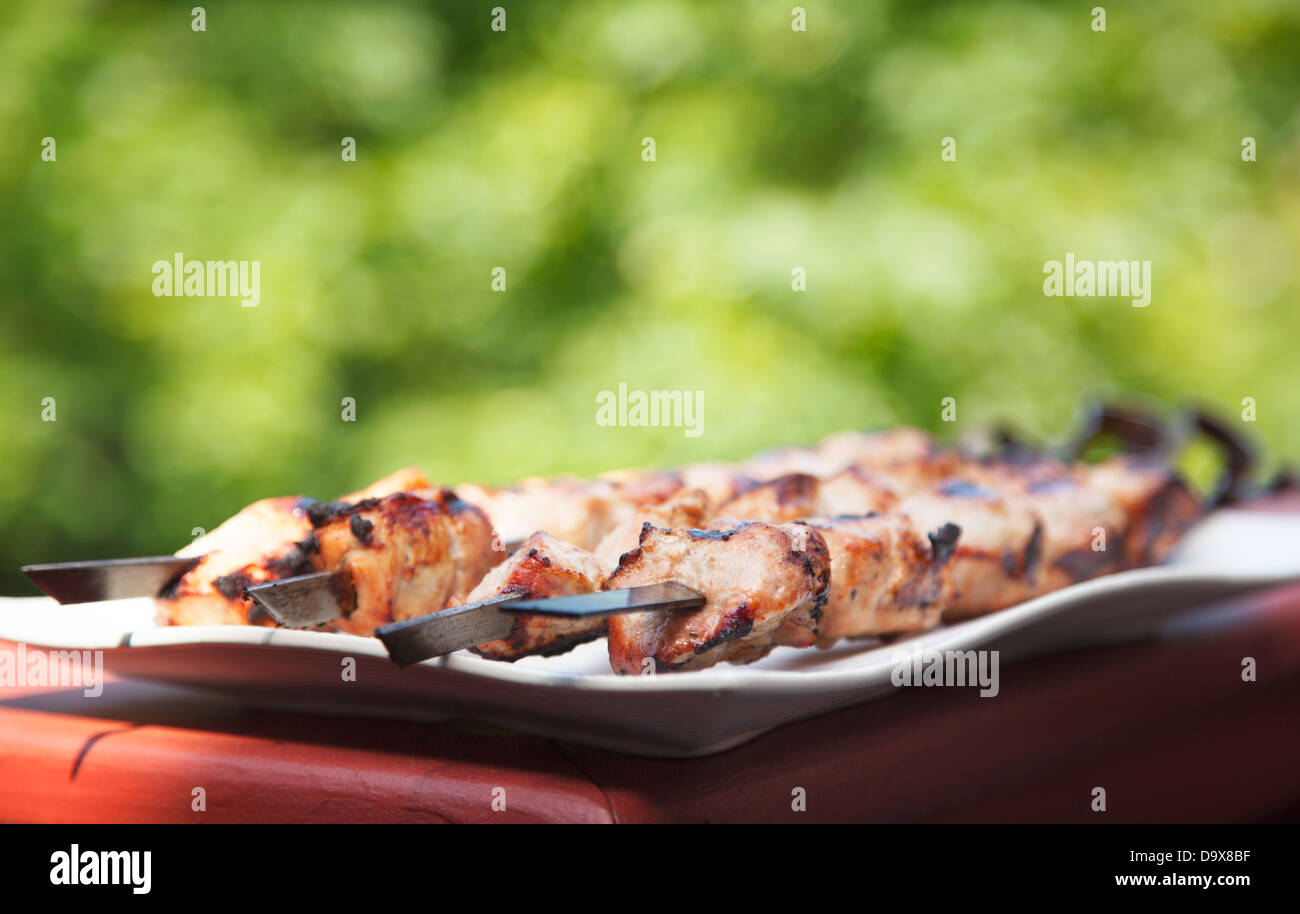 Shish kebab spiedini su Foto Stock