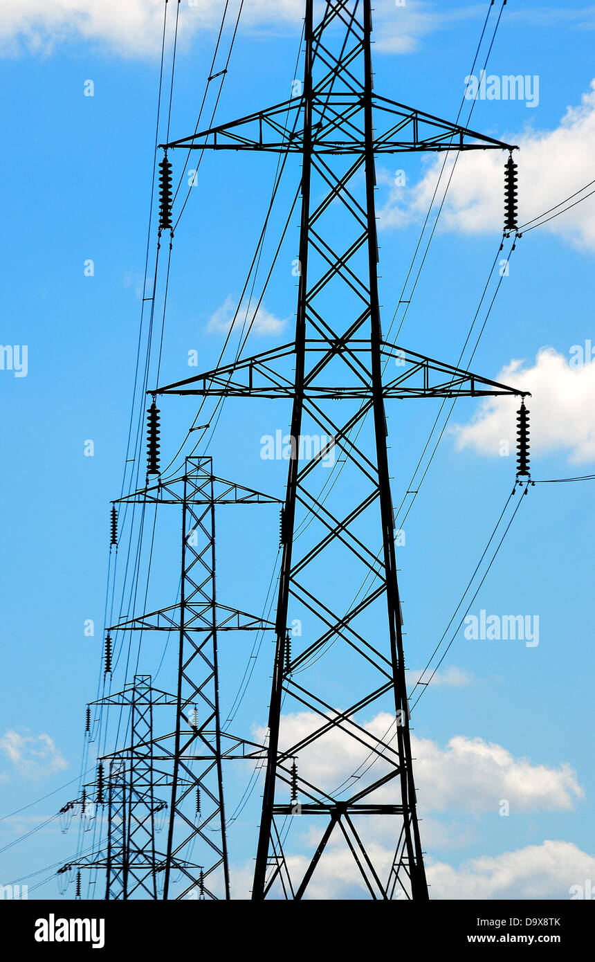 National Grid elettricità tralicci Ripley Surrey Foto Stock