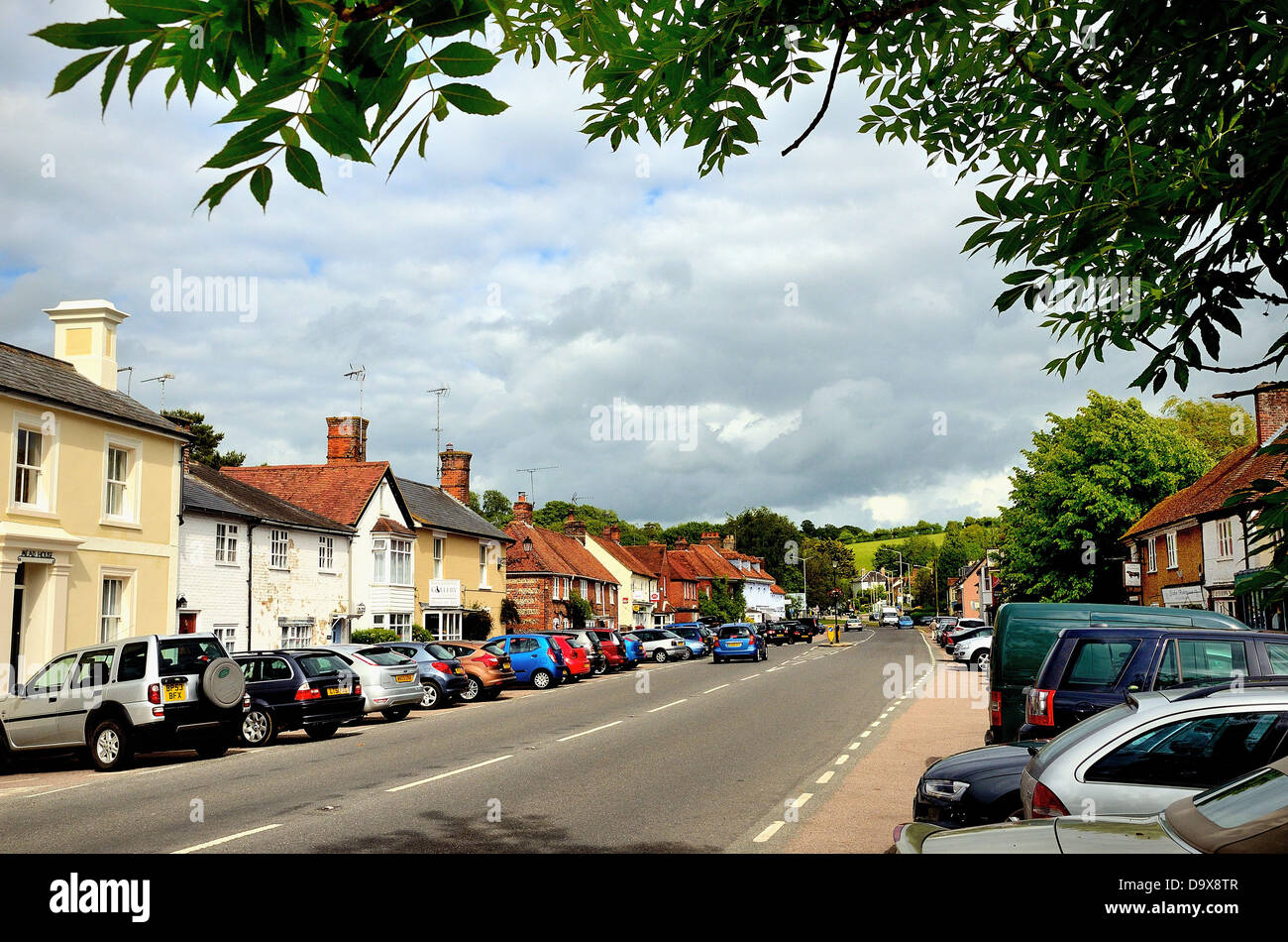 High street a Stockbridge Hampshire Foto Stock