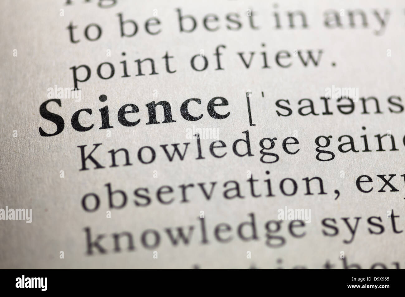 Definizione del dizionario della parola della scienza. Foto Stock