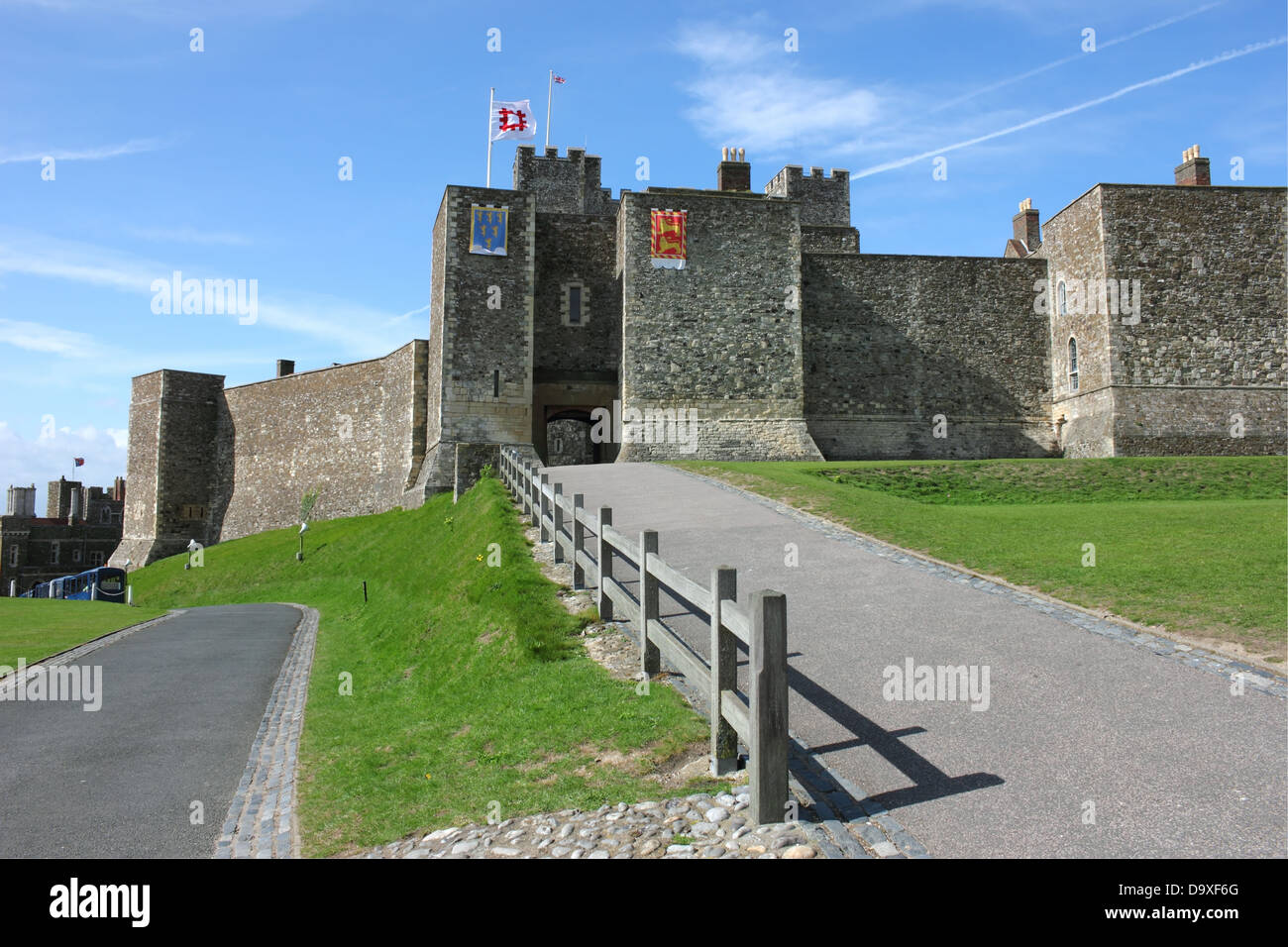 Il castello di Dover - una fortezza medievale nel Regno Unito, la contea del Kent. Foto Stock