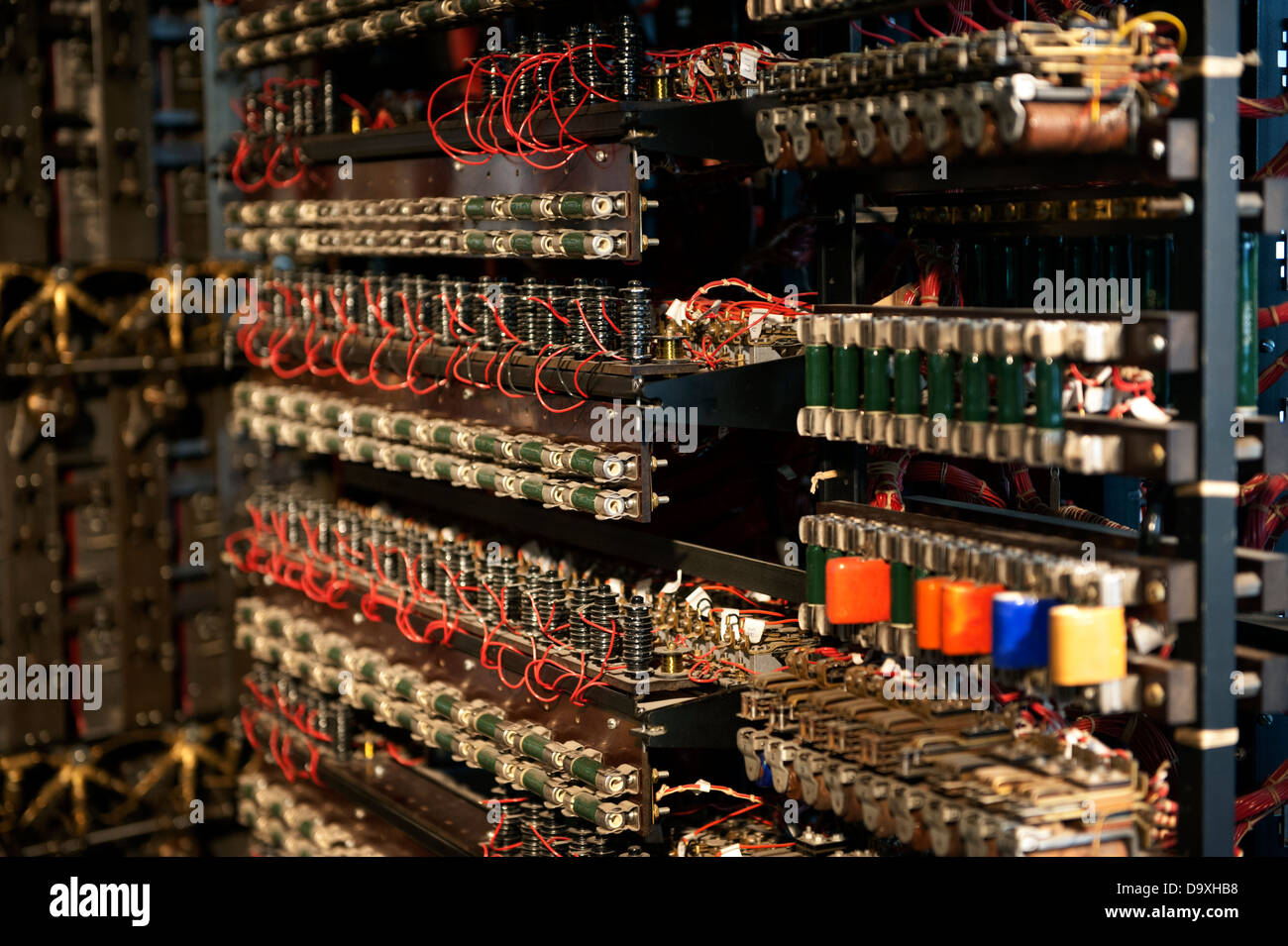 Bletchley Park, Milton Keynes, Buckinghamshire, Inghilterra, casa di enigmi e il codice di interruttori in WW2. Maggio 2013 Foto Stock