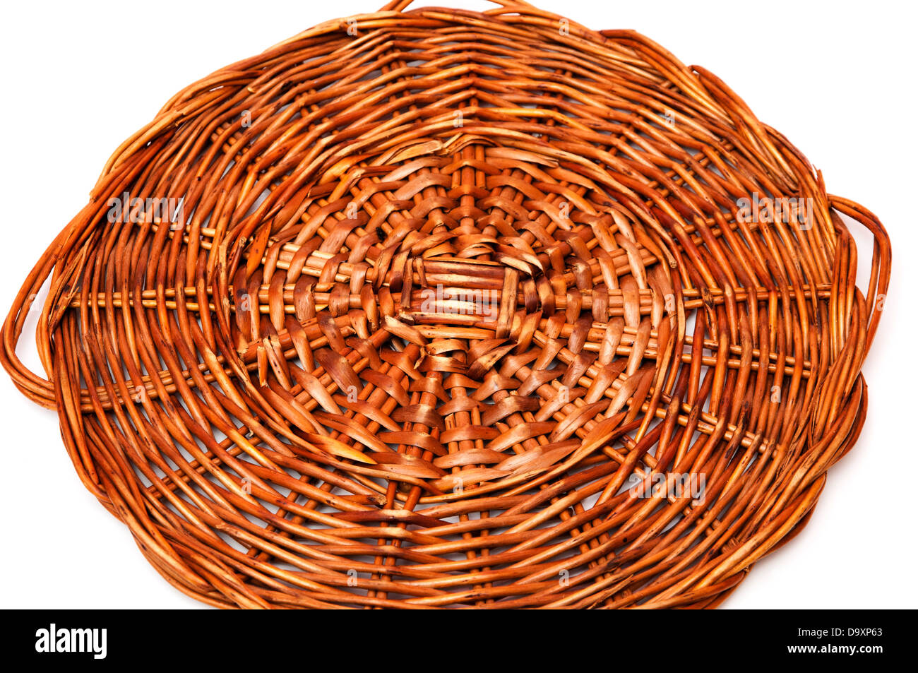 Tappetino di legno a caldo i contenitori collocati su uno sfondo bianco Foto Stock