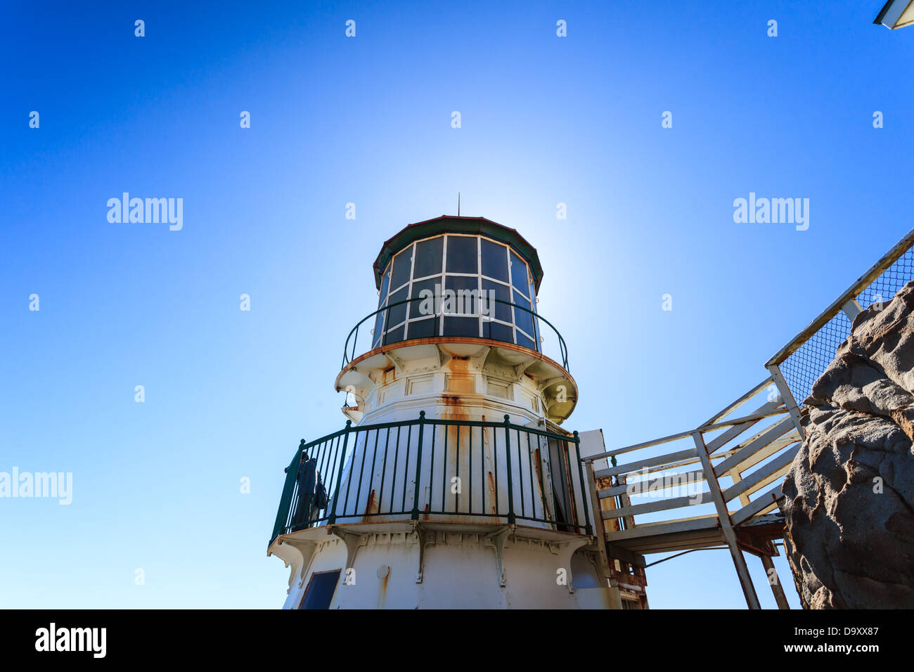 La luce in cima alla Bonita Point Light House, California Foto Stock